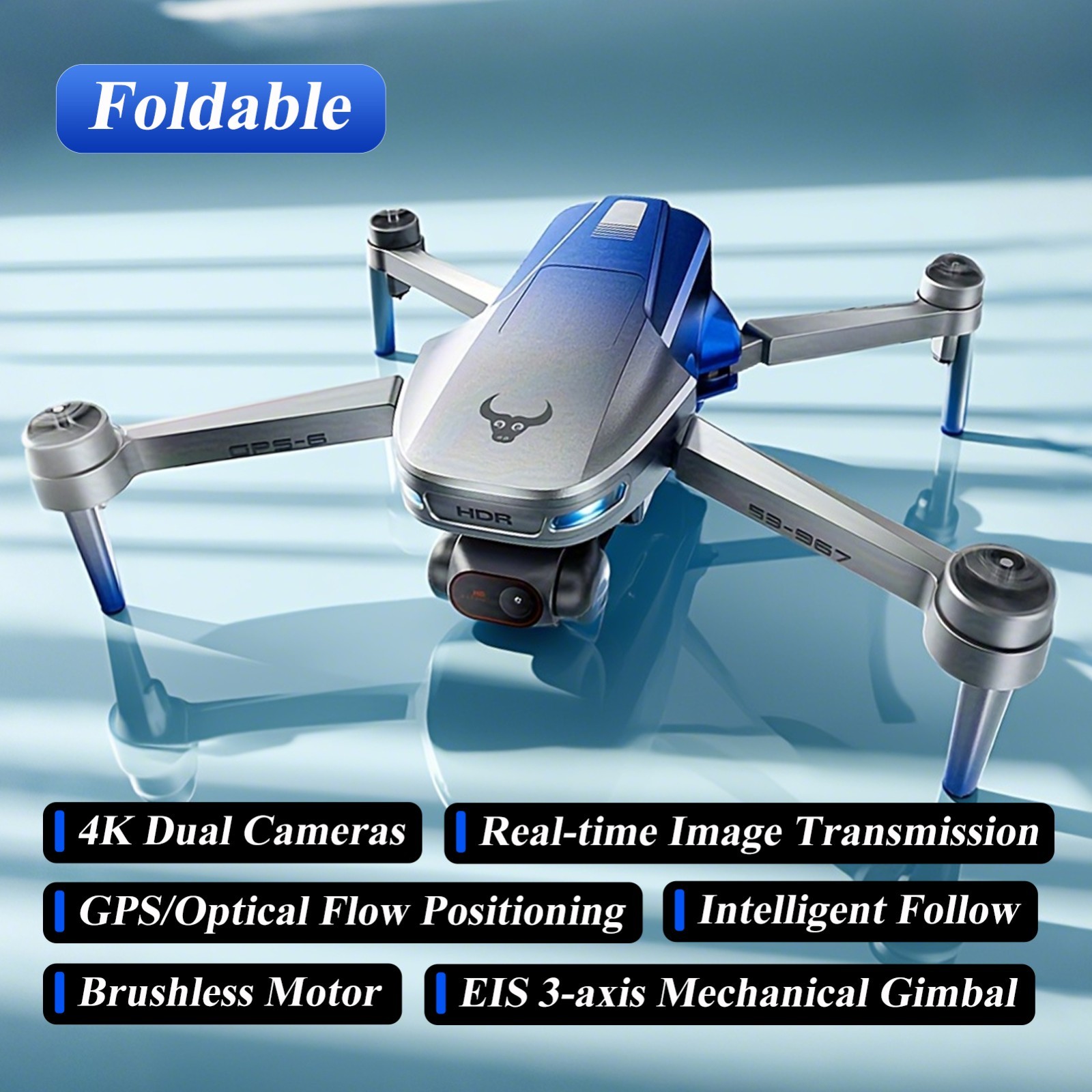 4K Dual Camera GPS Drone, 3-Axis Gimbal, 30Min Flight, Optical Flow, Auto Return