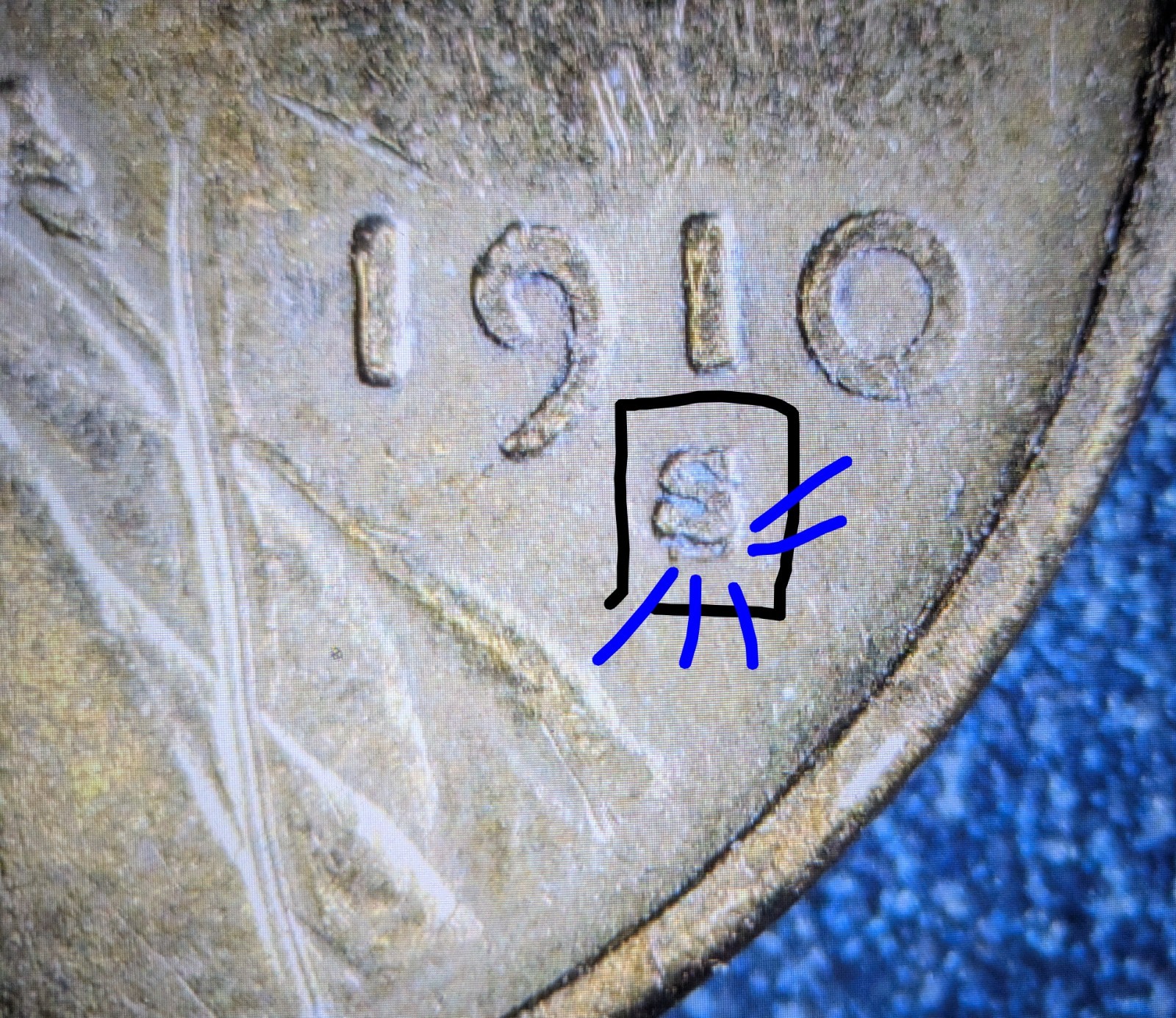 1910-S 1c Wheat Cent S/S South Fs-501 RPM DIE CRACK Error Still SHINY *CLEANED*