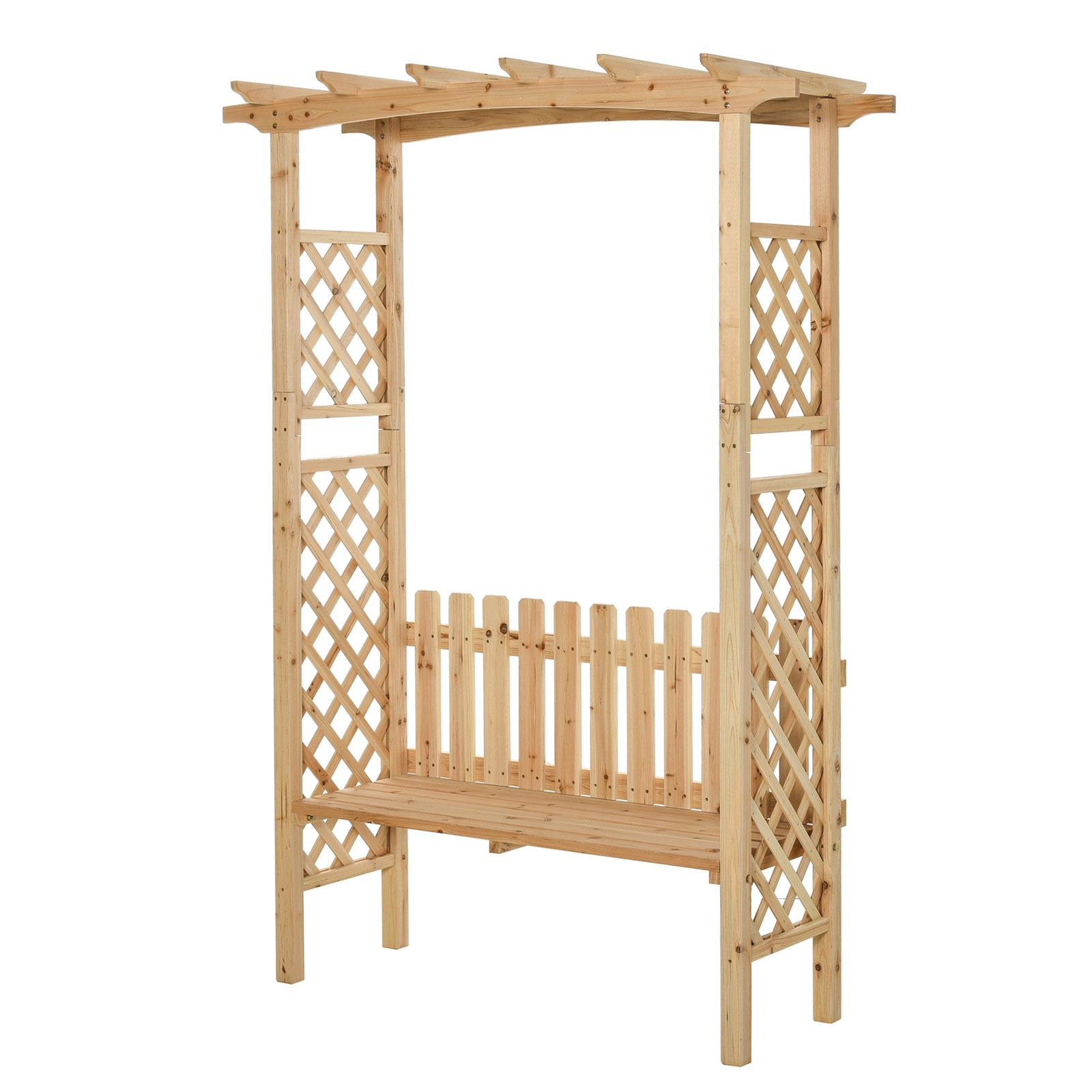 Wooden Garden Arbor for Climbing Plants with Garden Bench, Garden Arch