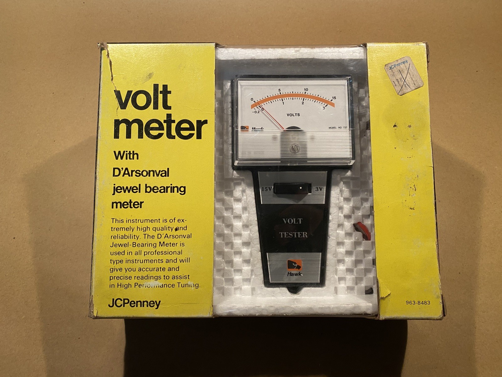 VINTAGE HAWK VOLT METER 3v-13v No.737 Jcpenney Original Packaging Used Untested