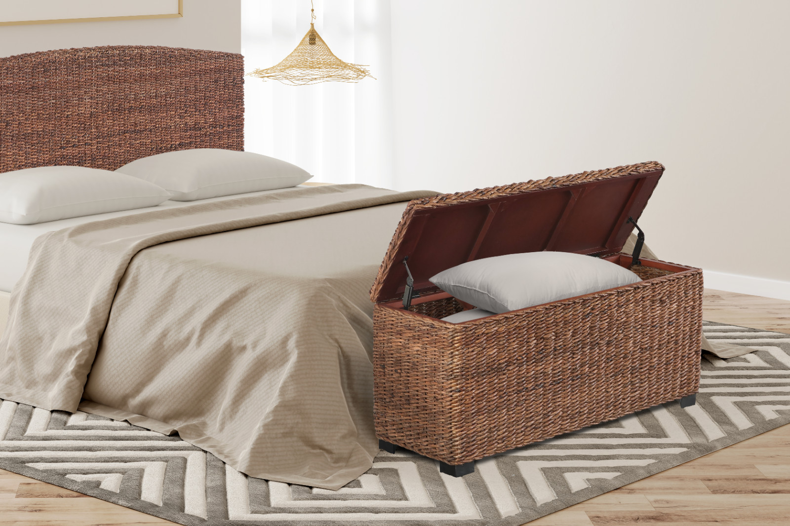Huntington Woven Banana Leaf Storage Trunk-Mahogany