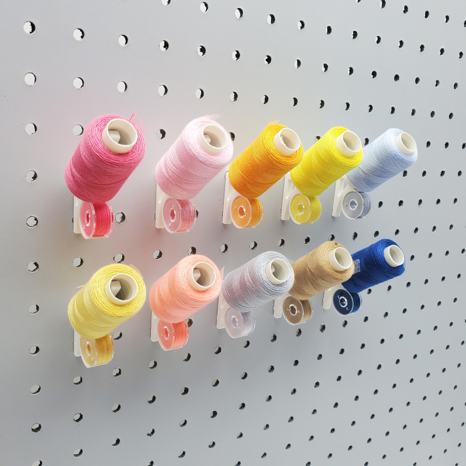 20pk, Thread & Bobbin 1/4" Pegboard Accessory, Sewing Thread Storage Hooks