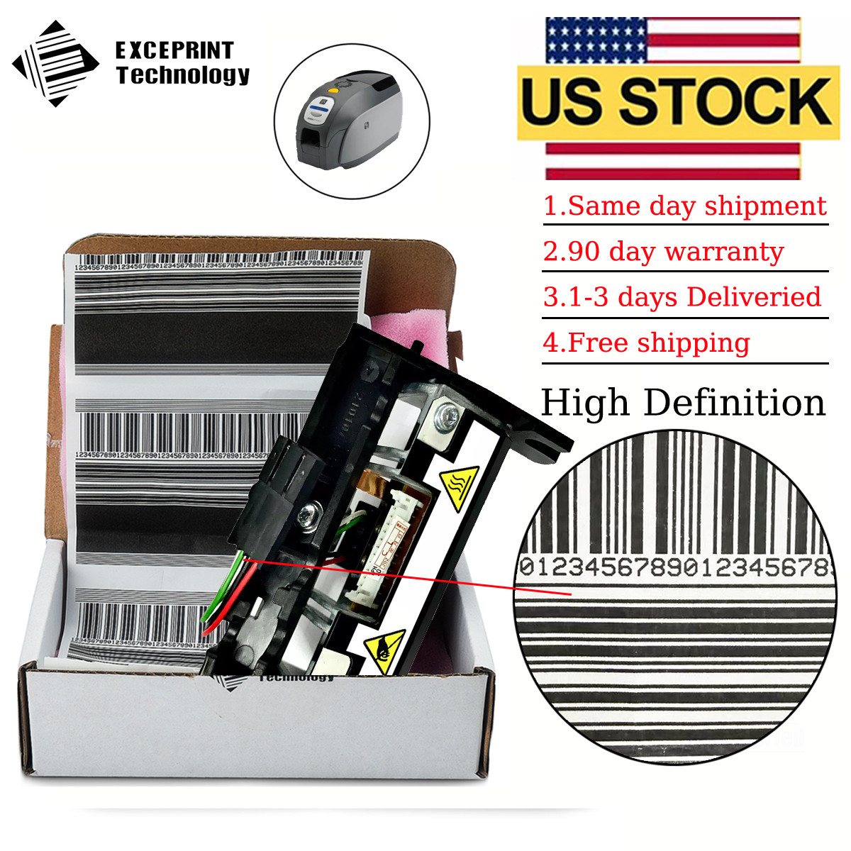 ✅ Printhead with Bracket 105940G-231 for Zebra ZXP3 300dpi P1031925-070 USA ✅