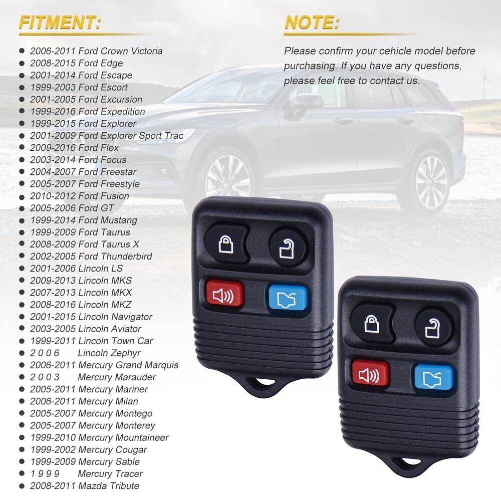 4 Button Keyless Entry Remote Control Fob Clicker Transmitter For Ford Lincoln