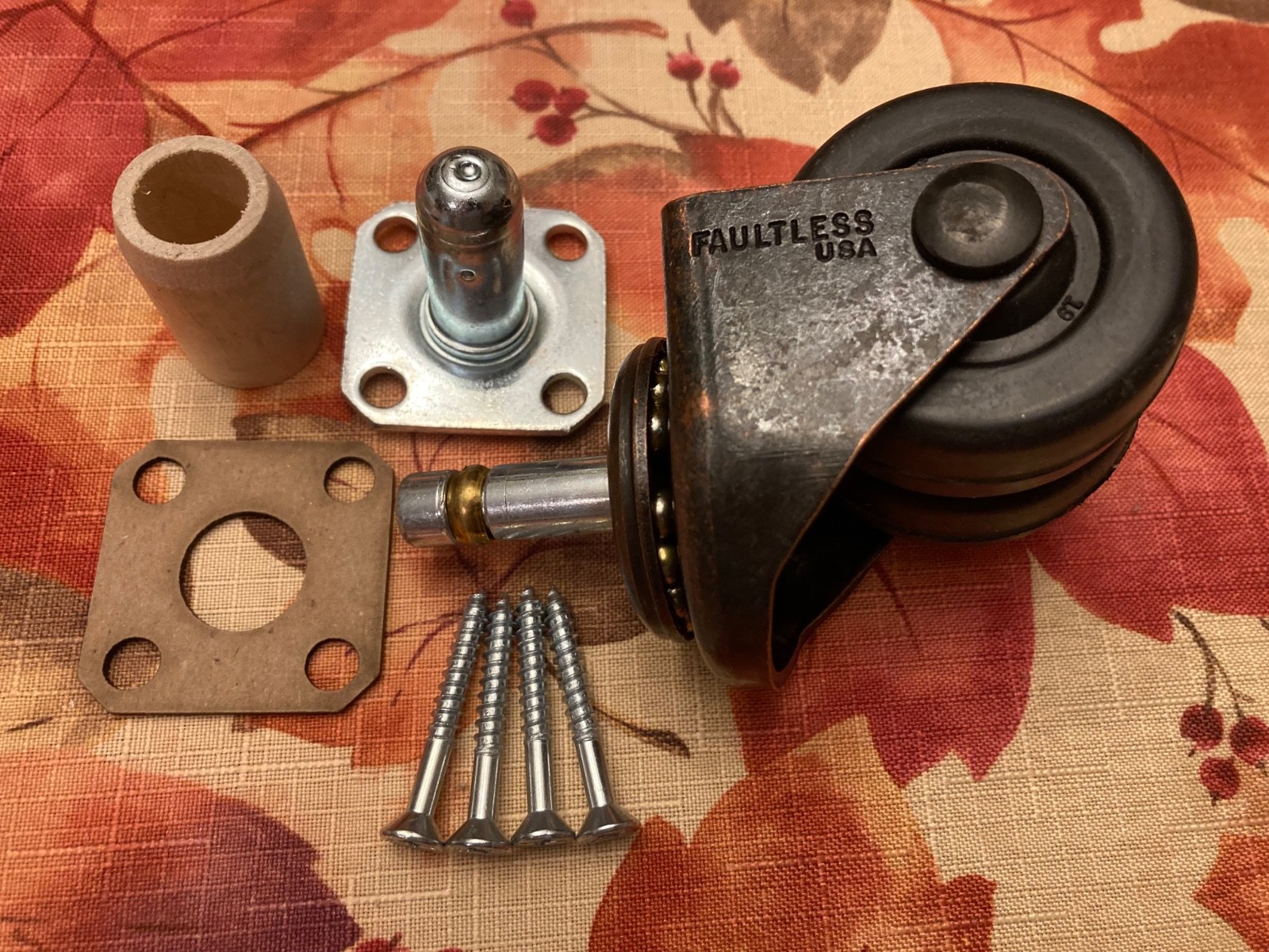 Faultless Double/Dual Rubber Wheel Piano Caster Kit w/Hardware