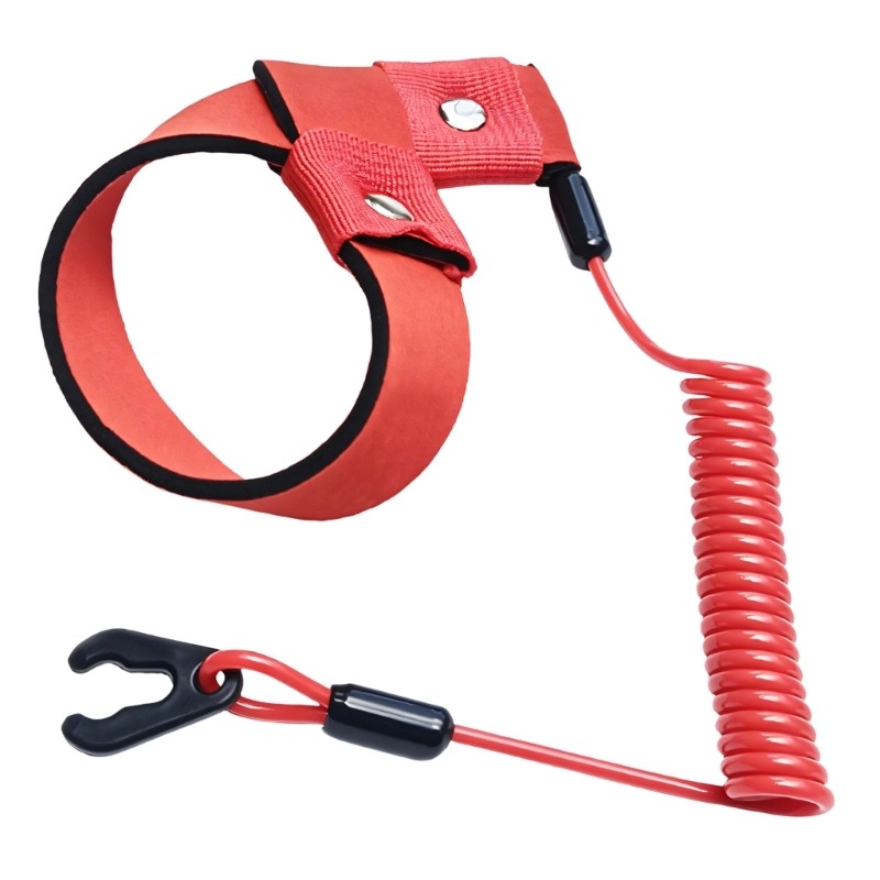 Coiled Engine Stop Cord Safety Lanyard for Marine Use and Regular Storage Use