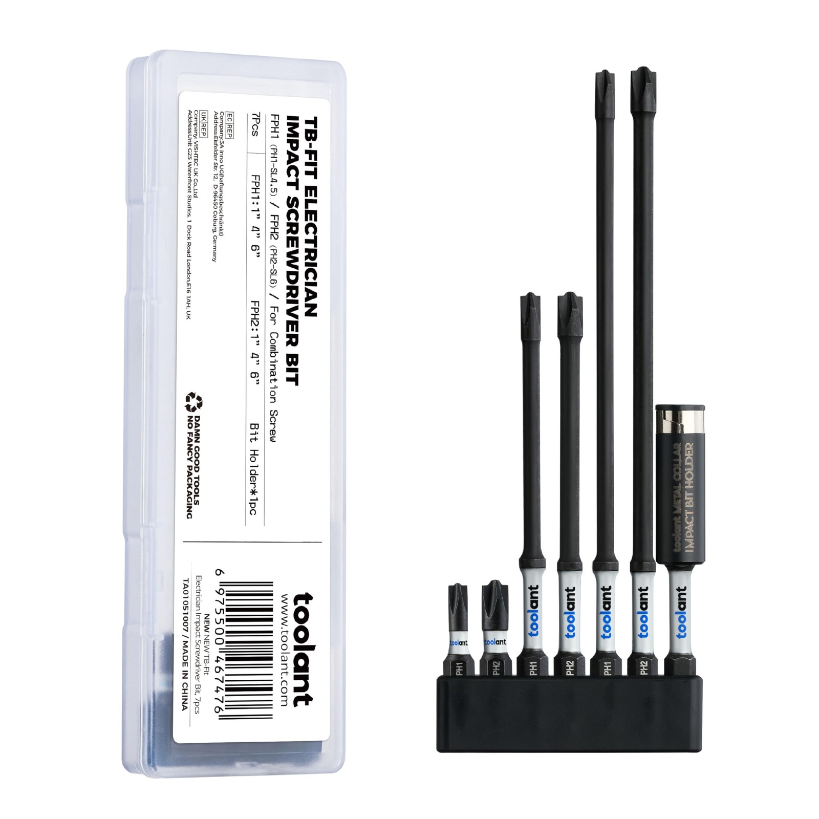toolant 7pcs TB-Fit Electrician Variety Set - FPH1（PH1-SL4.5）& FPH2（PH2-SL6）