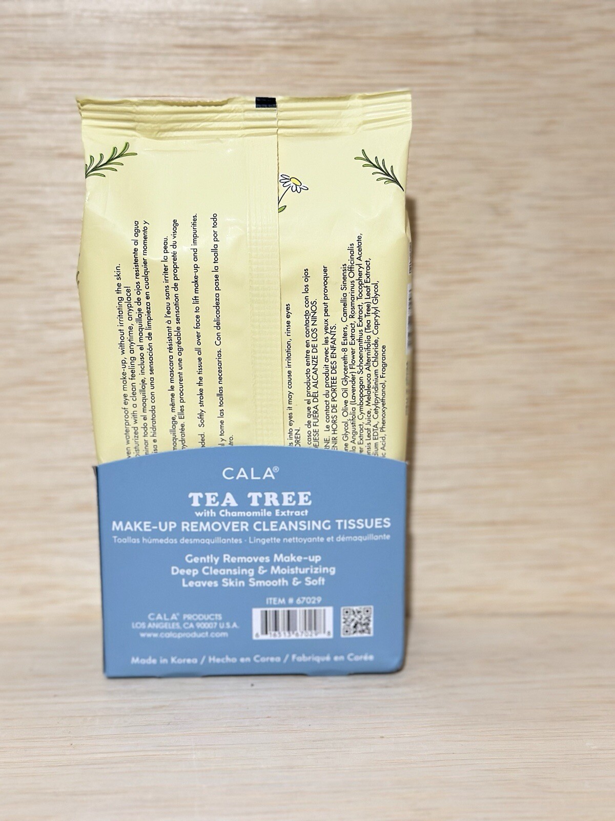 CALA Make-Up Remover Cleansing Tissues, Tea Tree with Chamomile Extract- 60ct