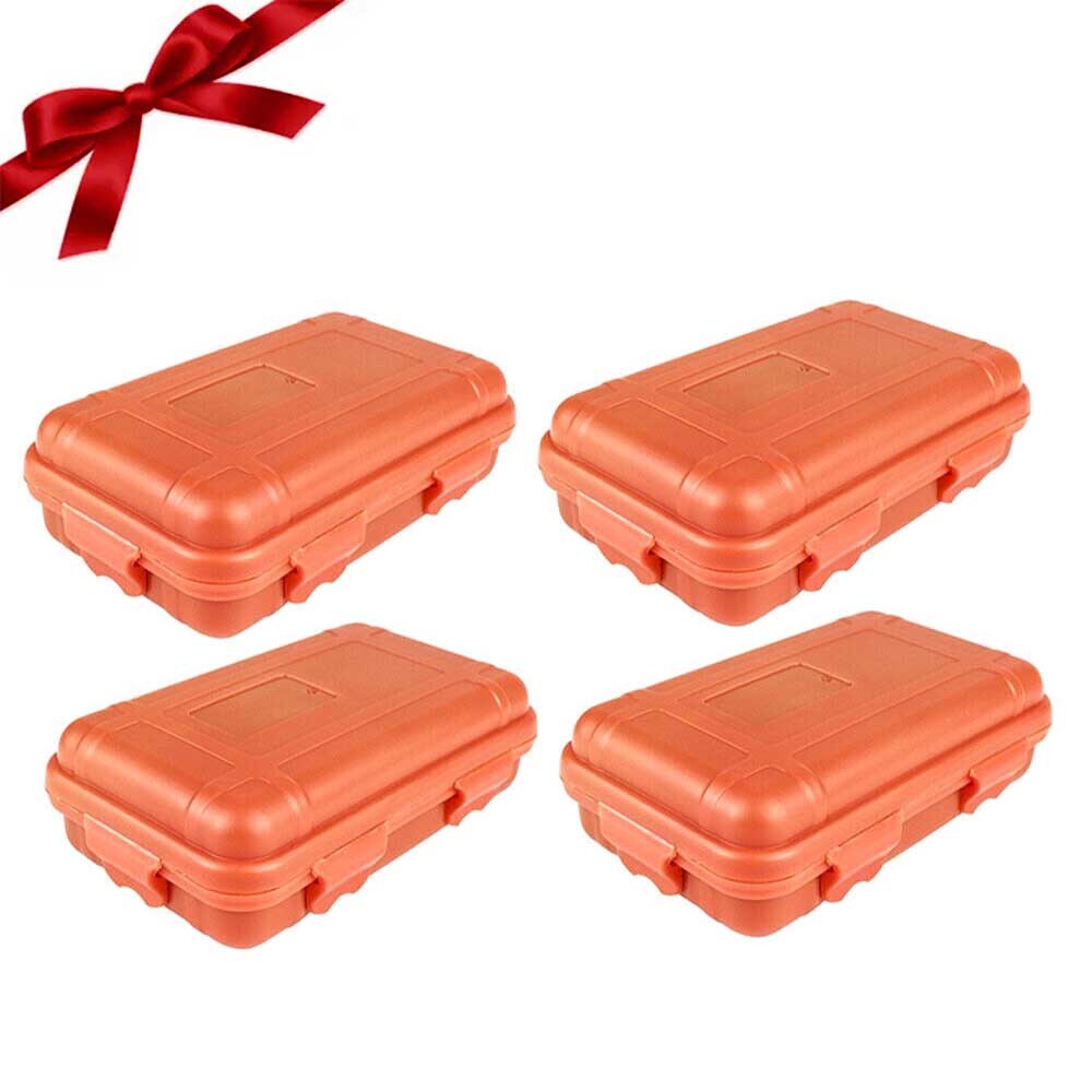 4pcs Orange Outdoor Waterproof Sealed Box Sealed Storage  Moisture-proof Case US