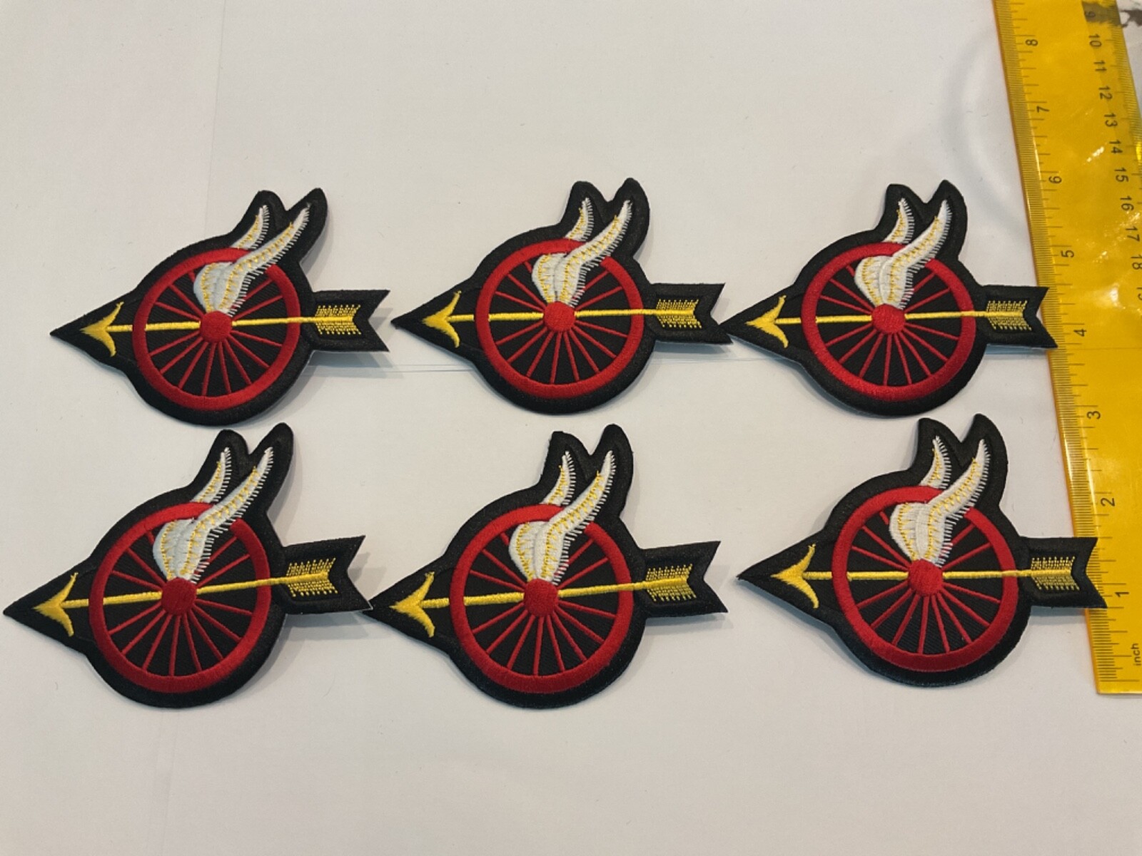 Wings and wheels full color patch set 6 pieces all new full size left arrow