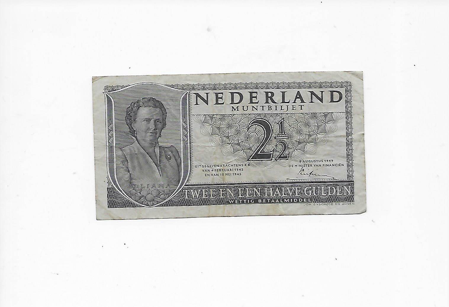 Netherlands 2 1/2 gulden note 1949  lot B