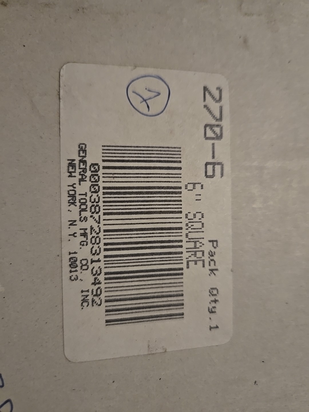 General Tools 6" Square 270-6