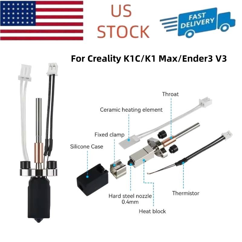 0.4mm Nozzle Hot End Assembly For Creality K1C/K1 Max/Ender3 V3 3D Printer Parts
