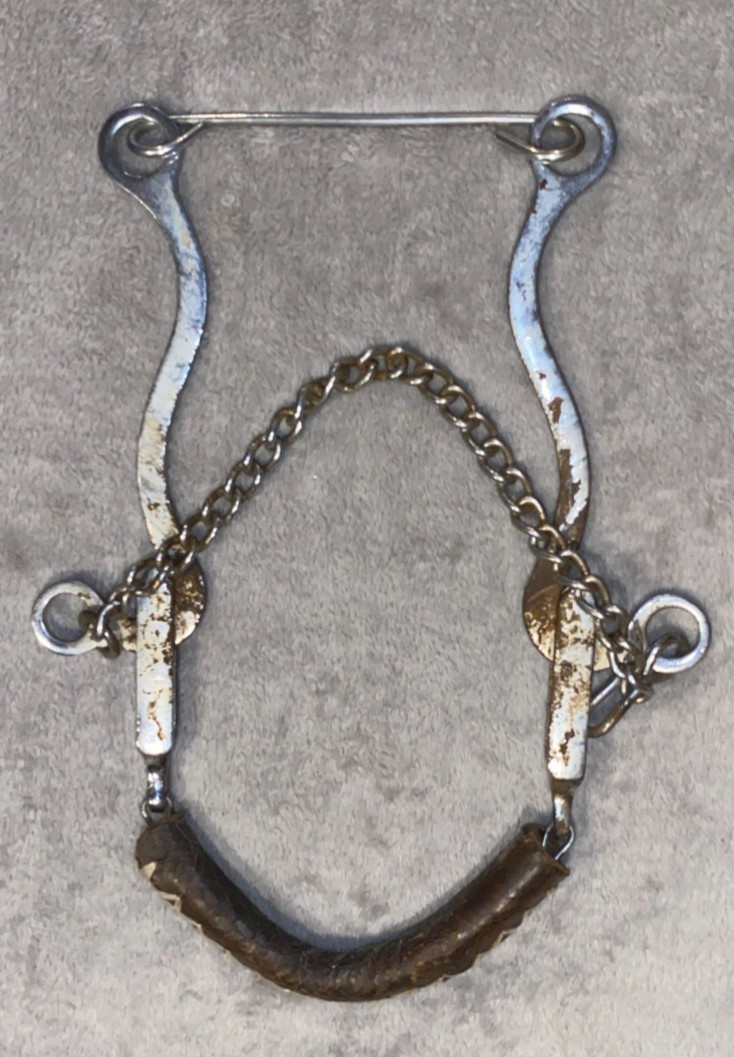 LEATHER NOSE MECHANICAL HACKAMORE WITH CHAIN HORSE SIZE
