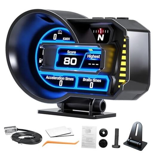 Heads Up Display for Cars, OBD2+GPS Dual System Speedometer with Driving Score