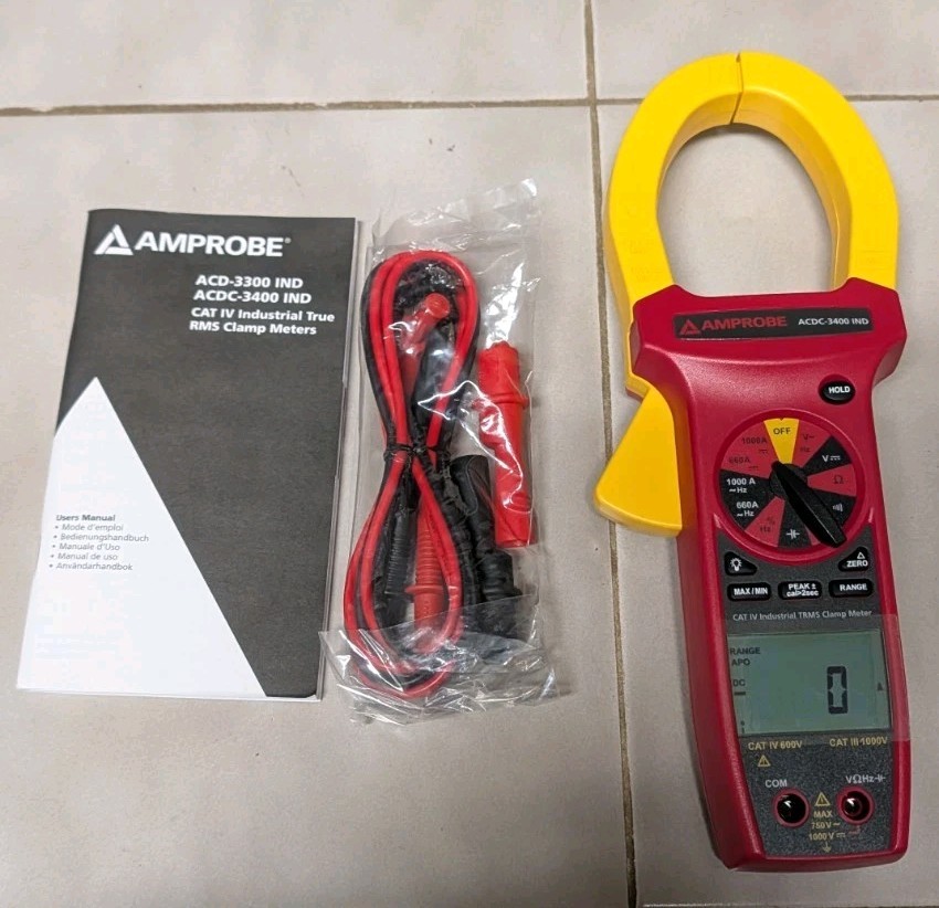 New Amprobe ACDC-3400 IND TRMS AC/DC Clamp Meter, 750VAC/1000VDC/1000A