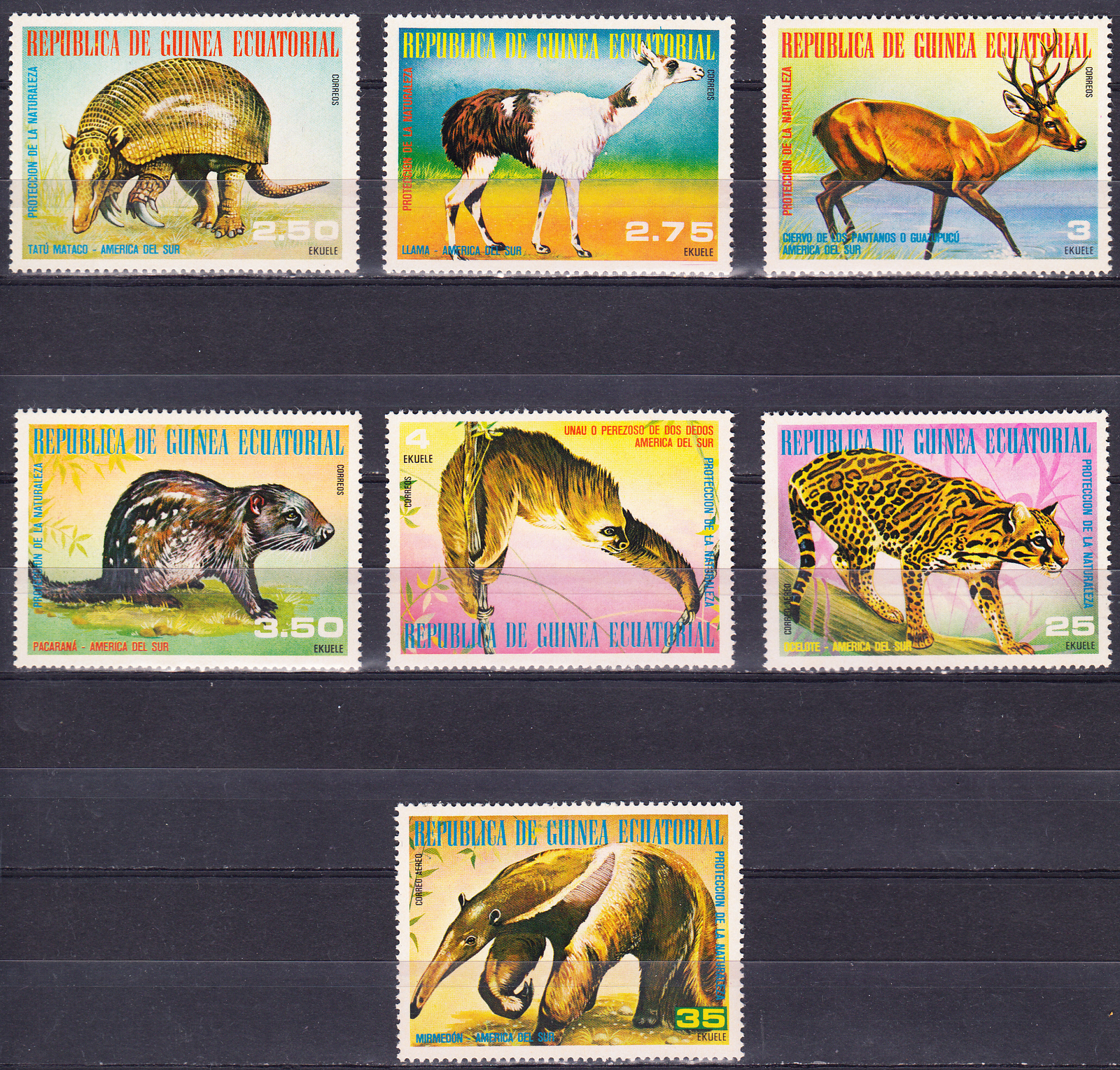 W EQUATORIAL GUINEA 1248A-1254A SOUTH AMERICA ANIMALS PERFORATED SET
