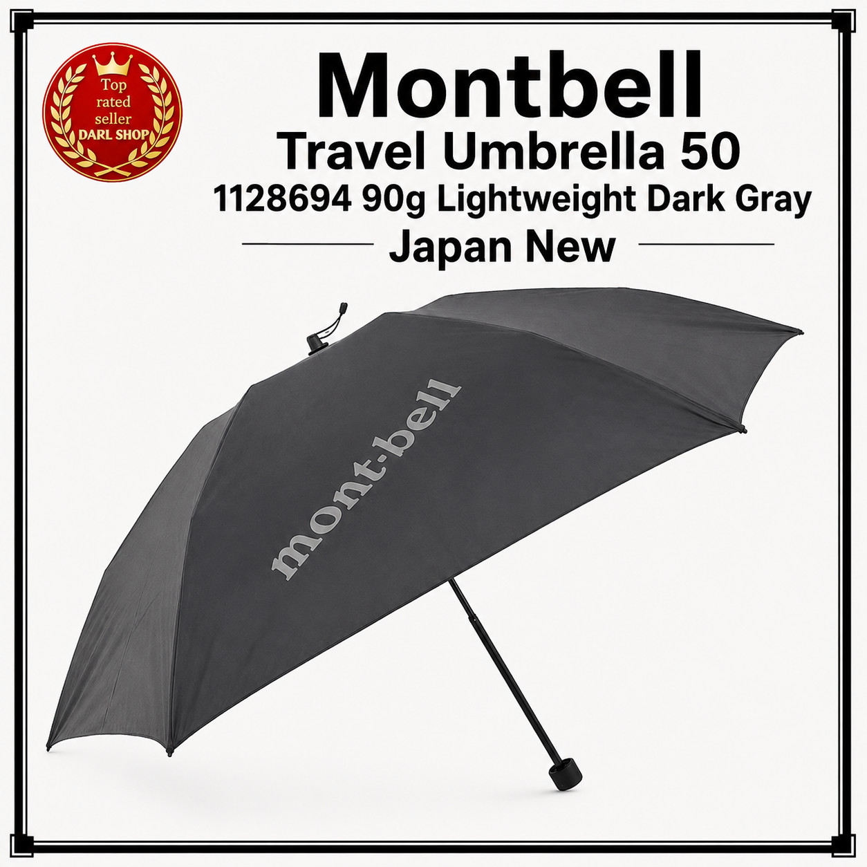 Montbell Travel Umbrella 50 1128694 90g Lightweight Dark Gray Japan New