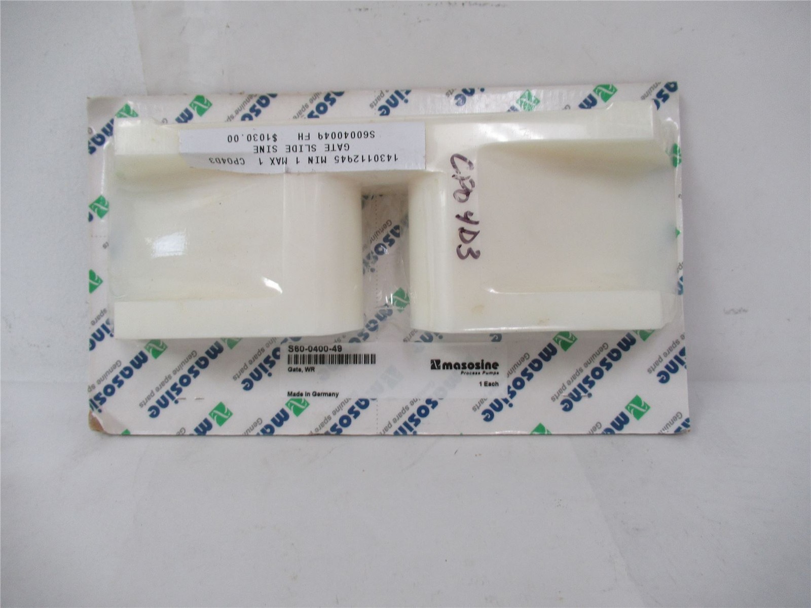249464 New-No Box; Masosine S60-0400-49 Pump Gate Slide Sine