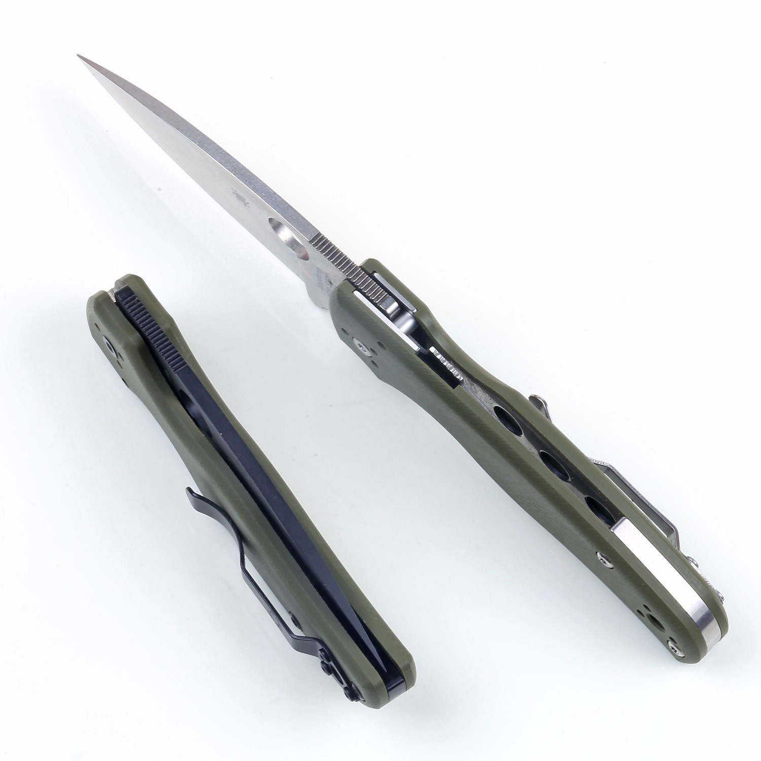 Shaman Green G10 Handle Black Plain Blade Lock Back Pocket Knife Folding Knives