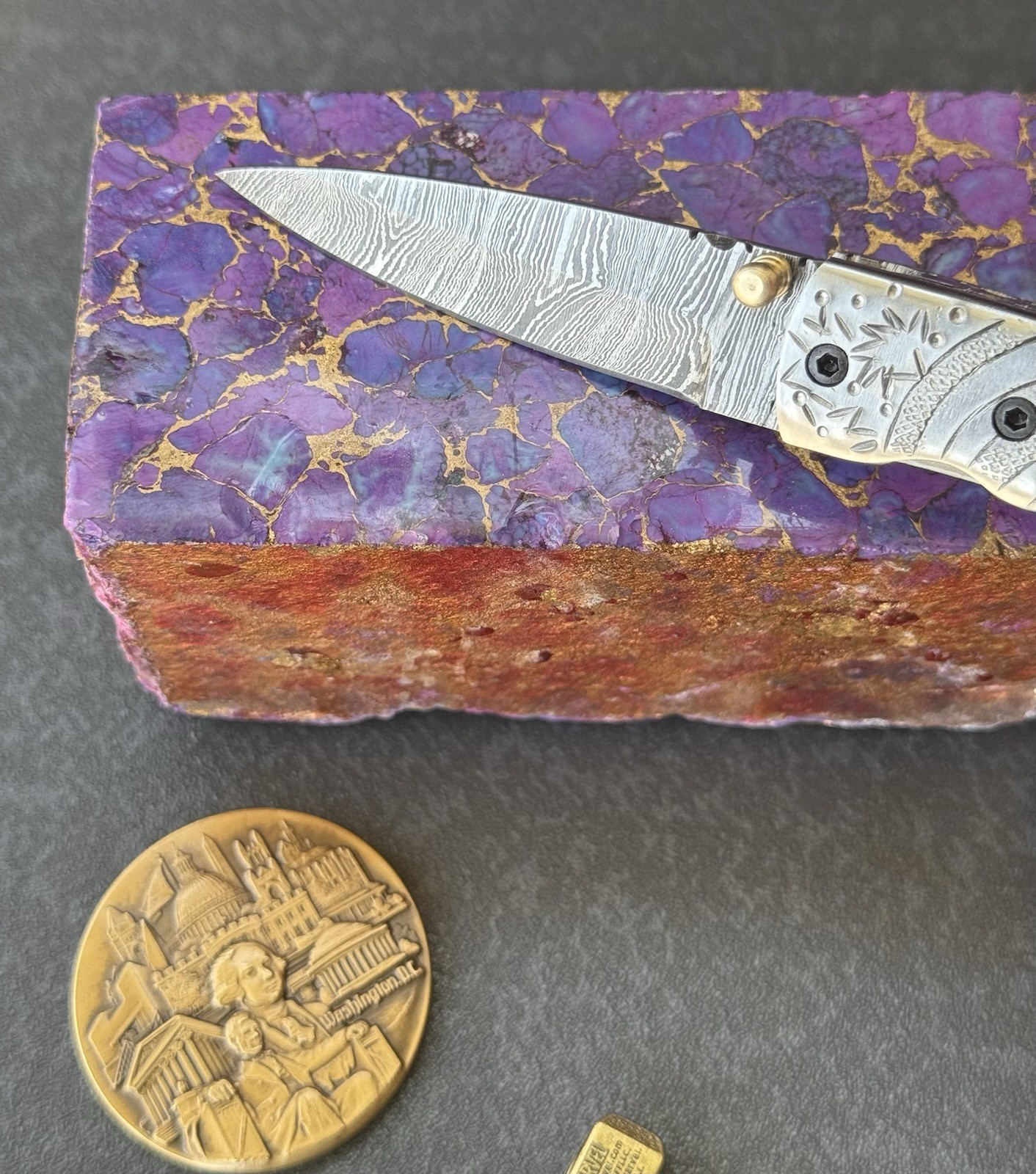 York Vivant Custom Handmade Folding knife Turquoise Stone Handle Art # CBIT-18