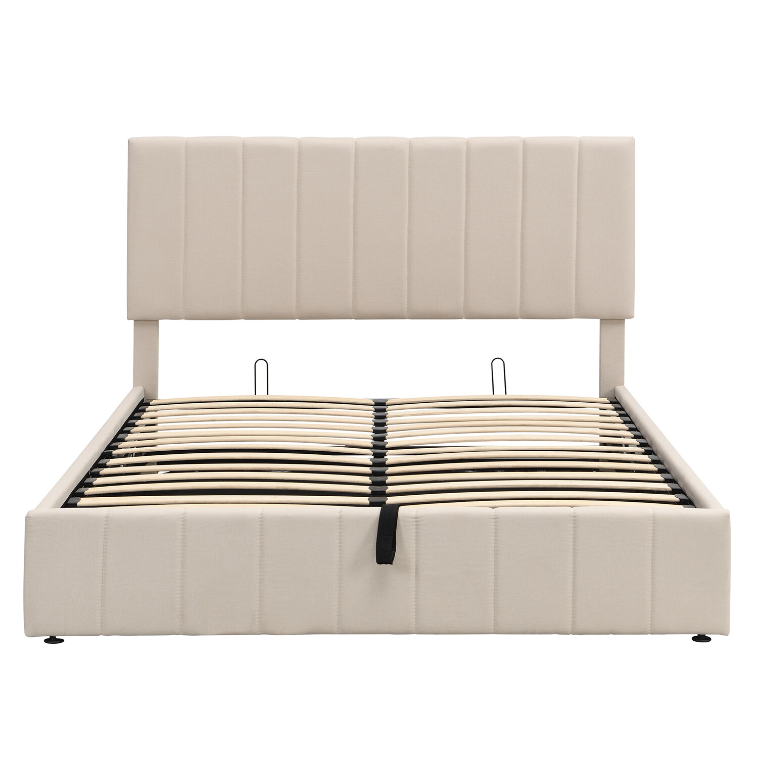 Queen Size Bed Frame Upholstered Platform Bed w/ Hydraulic Storage System