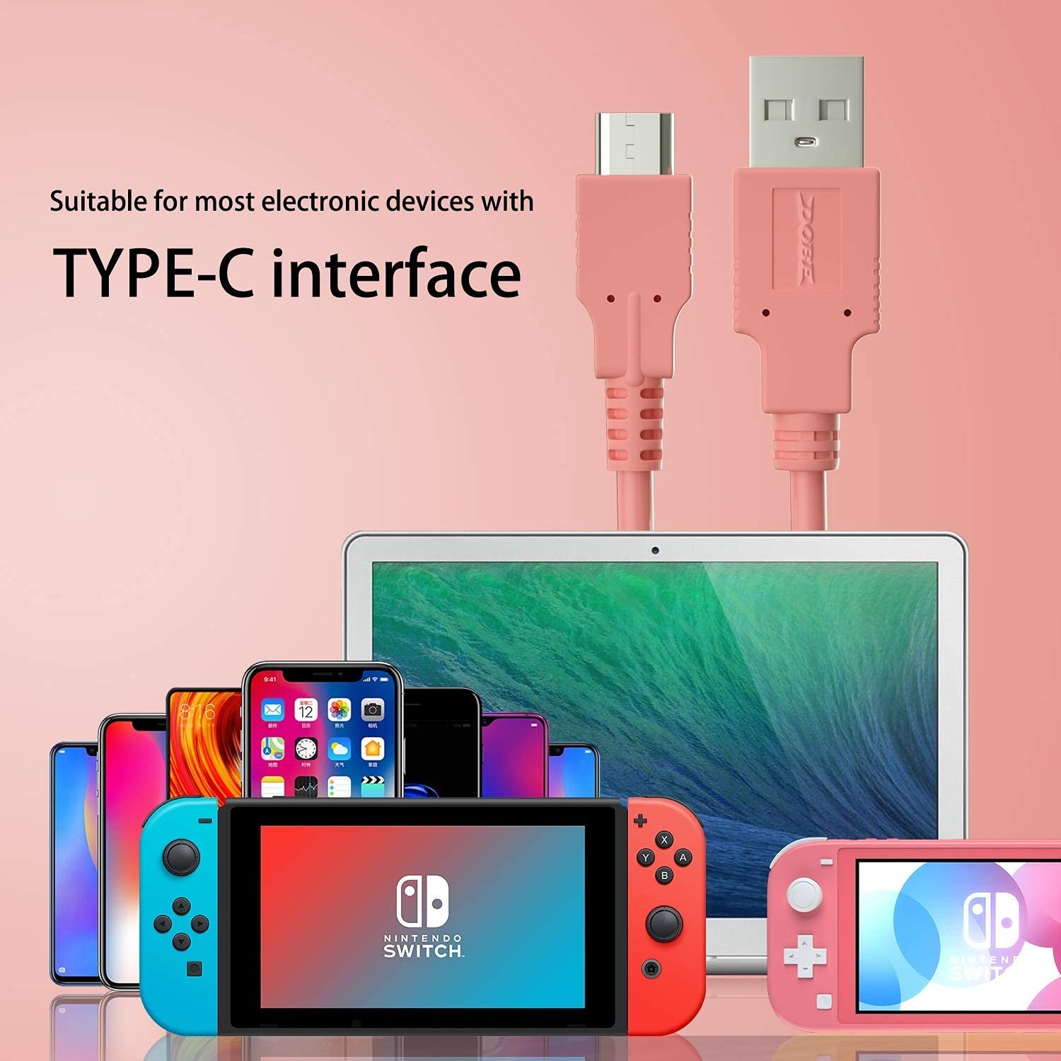 Nintendo Switch USB-C Charging Cable for Lite & Pro Controller, 4.92 ft | Nin...