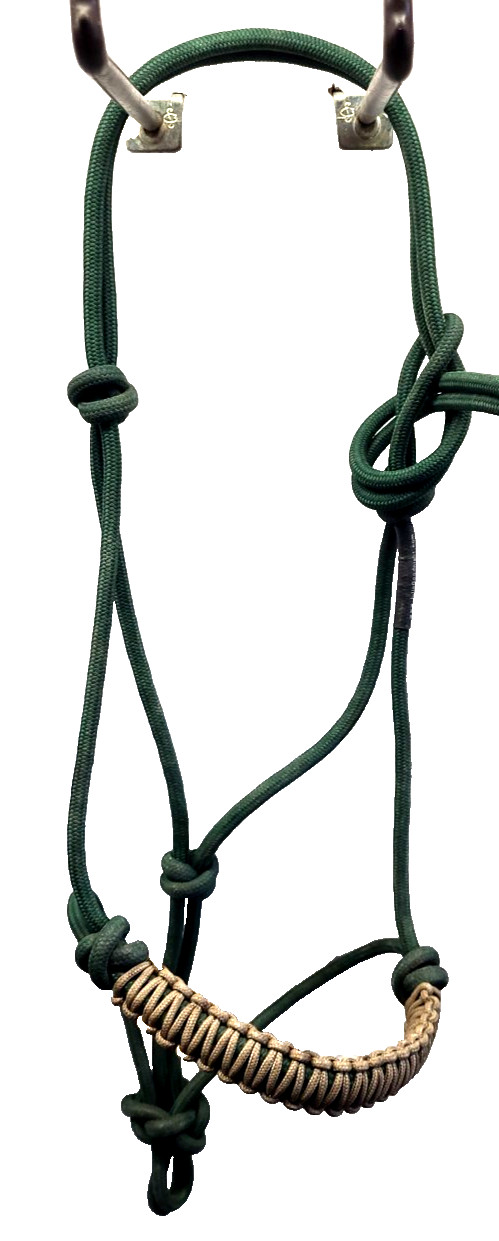 Julie Goodnight Rope Halter Green with Brown Accent on Noseband