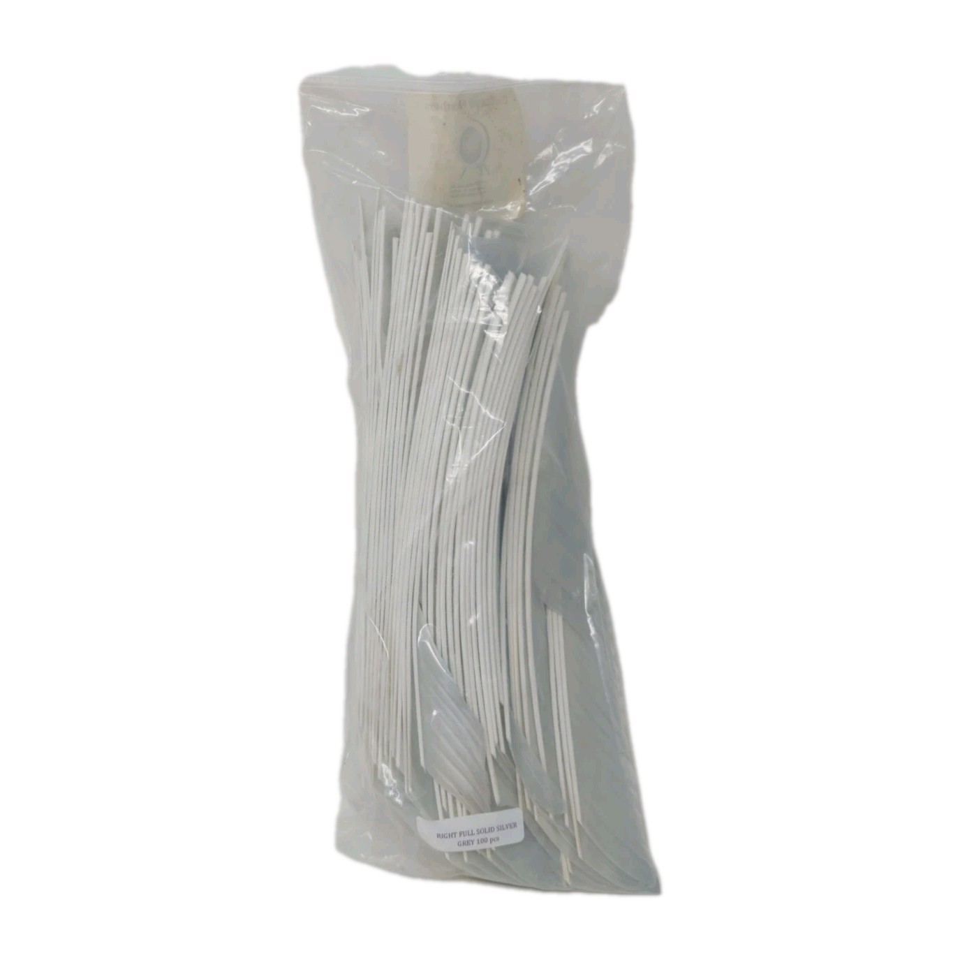 100 Pack Bullseye Feathers FULL LENGTH 9" Right Wing: Solid Silver Gray