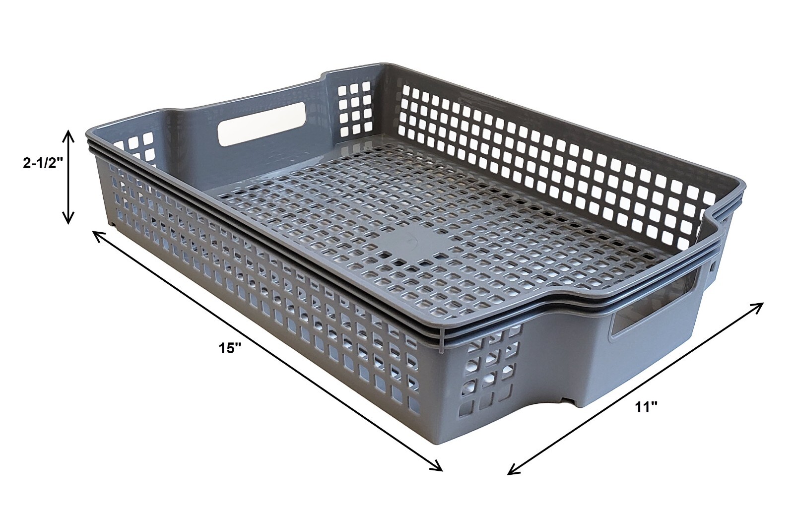 NEPA Market Stackable Turn-Around 3 Storage Baskets Set 15" x 11" x 2.5"