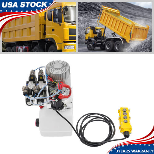 22Mpa Hydraulic Pump 4.5 Quart Double Acting Dump Trailer Pump Power Unit DC 12V