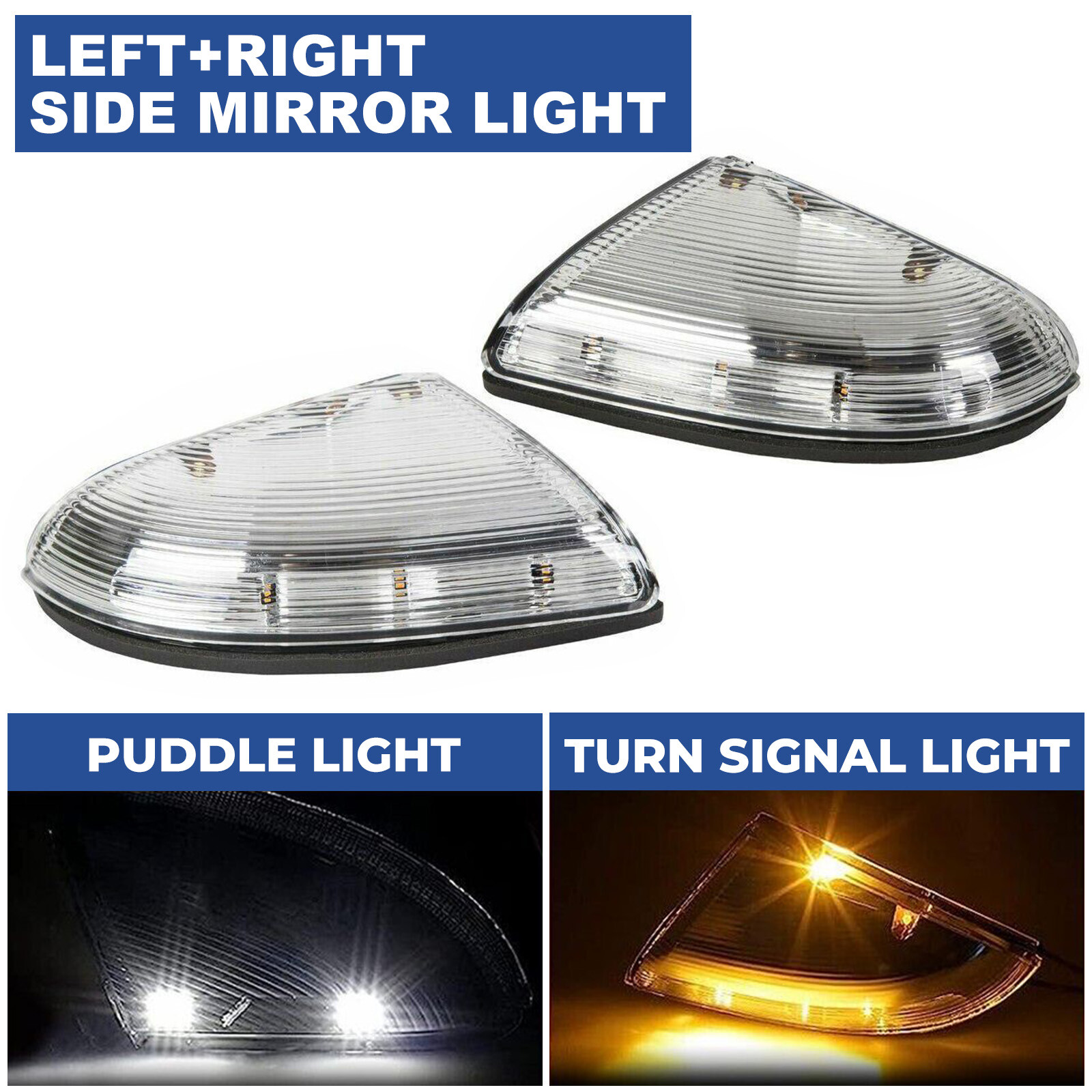 2Pcs LED Mirror Turn Signal Lights Puddle Lamps For 2009-14 Dodge Ram 1500 2500