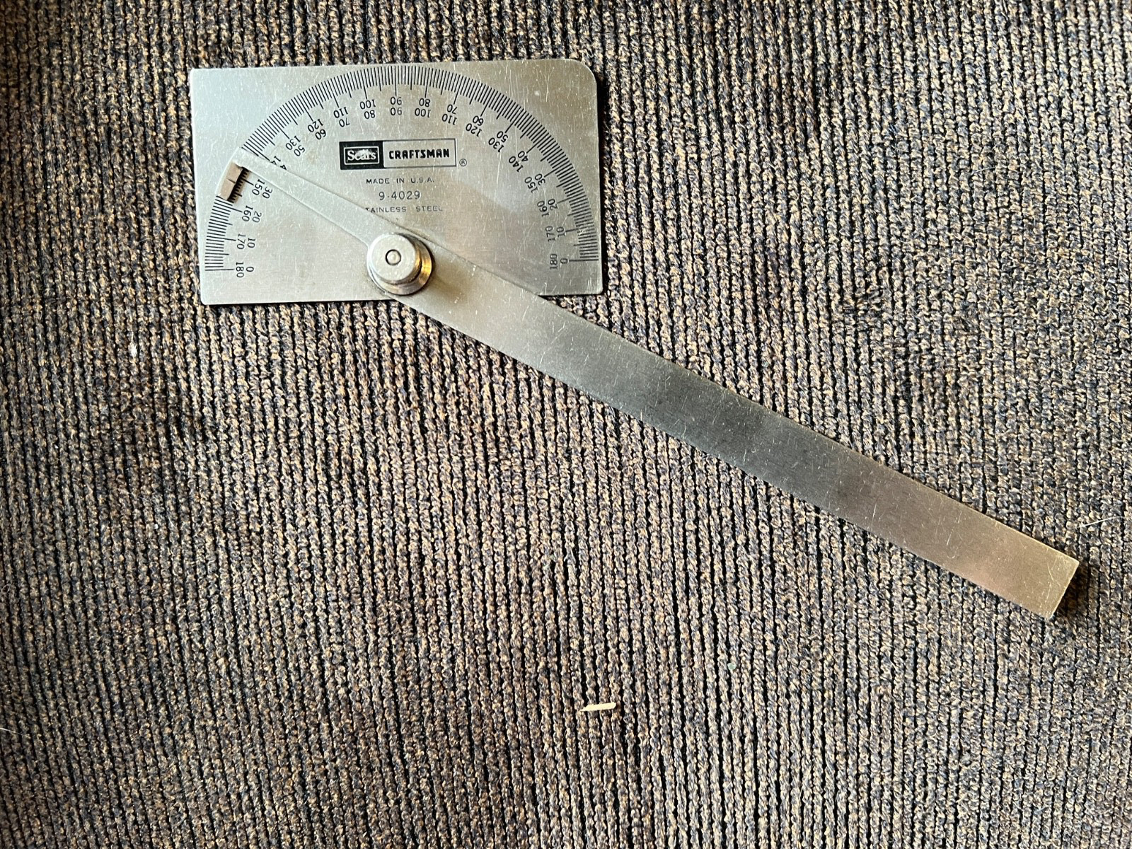 CRAFTSMAN No. 9-4029 Stainless Steel Protractor USA. Vintage