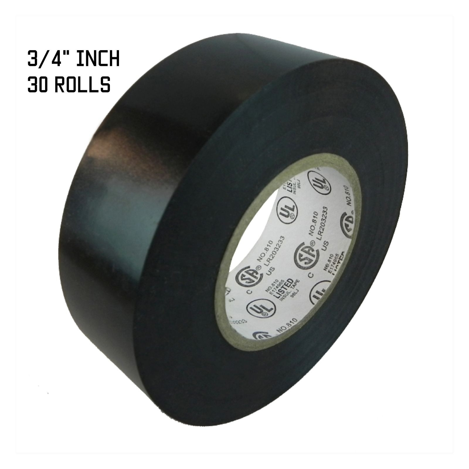 TapesSupply 30 rolls  black electrical tape 3/4" x 60 ft fast free shipping