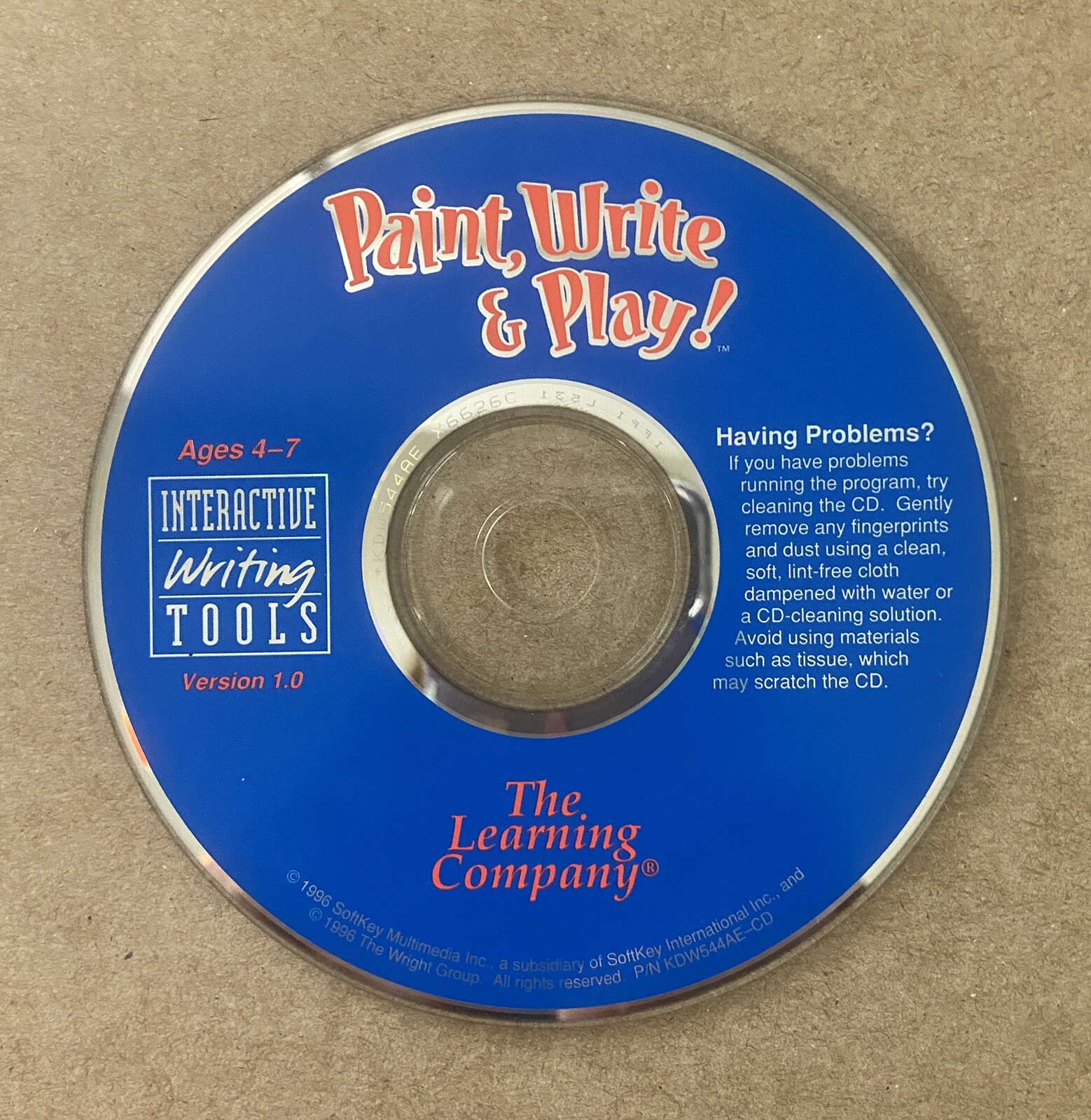 The Learning Company Paint Write and Play PC CD Rom Tested Disc Only