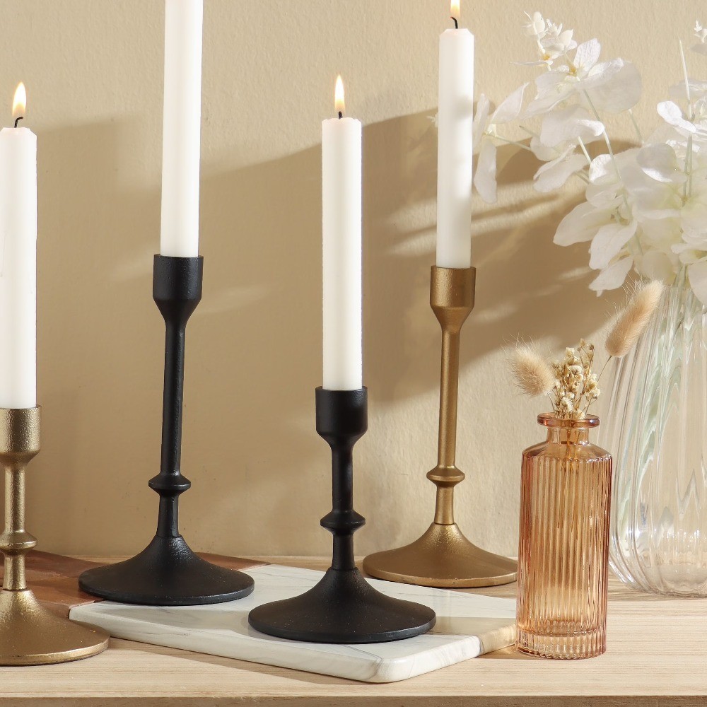 Cast Iron Taper Candle Holder Metal Stand for Table Medium Size 5.3 Inch Vintage