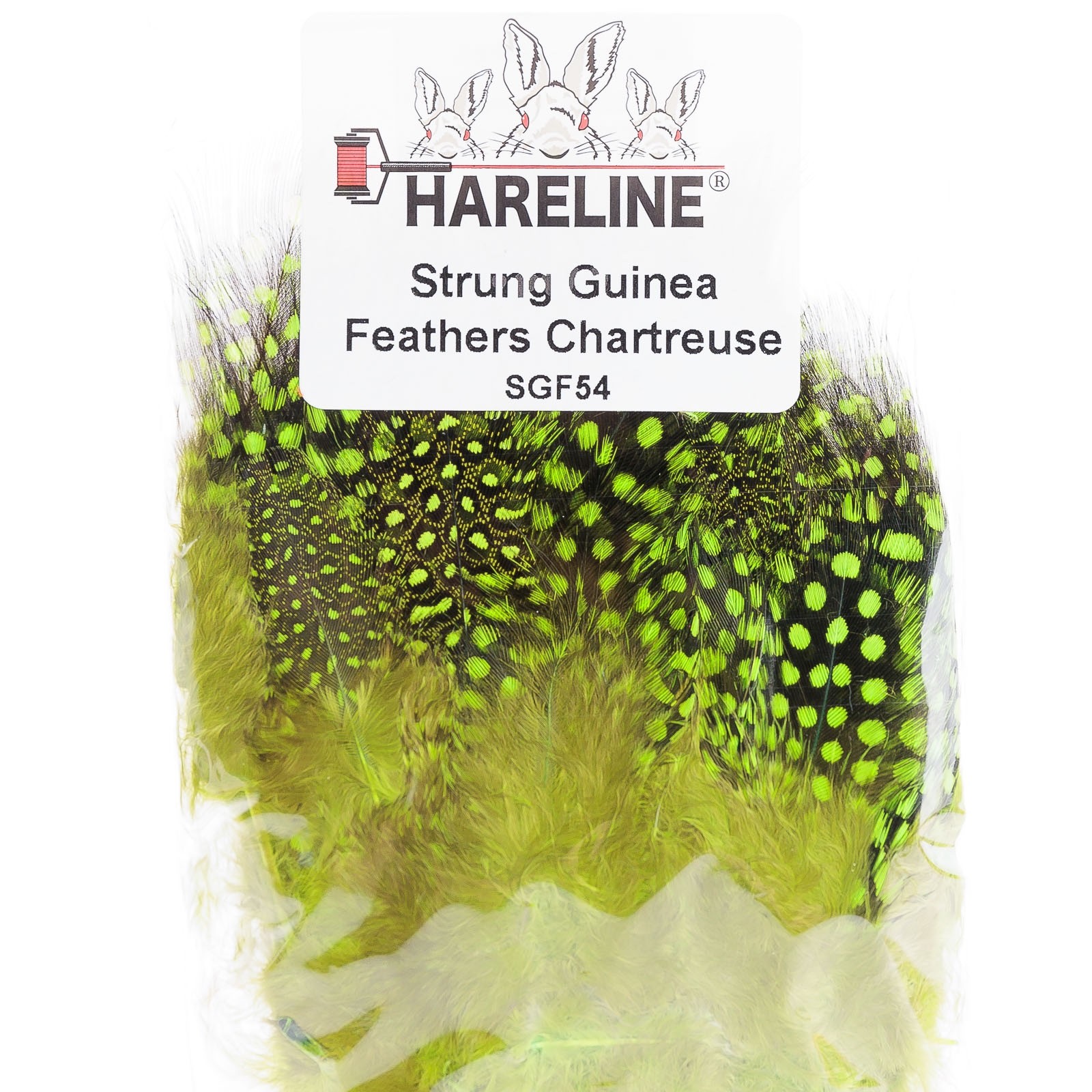 Hareline Strung Guinea Feathers - Chartreuse - FREE SHIPPING OPTION