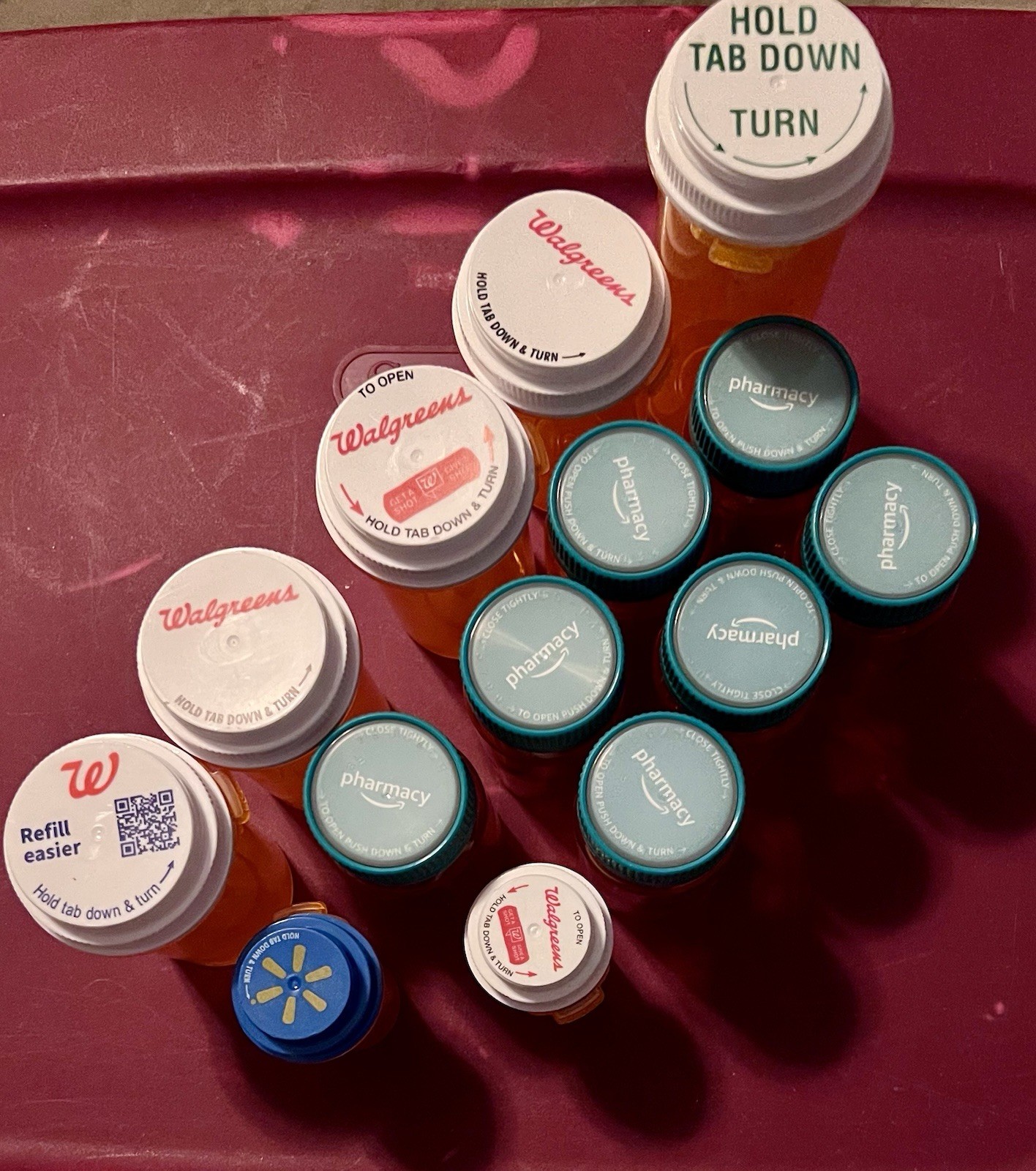 Lot of 14 Various Sized Prescription Rx Pill Bottles Empty Amber Craft Storage