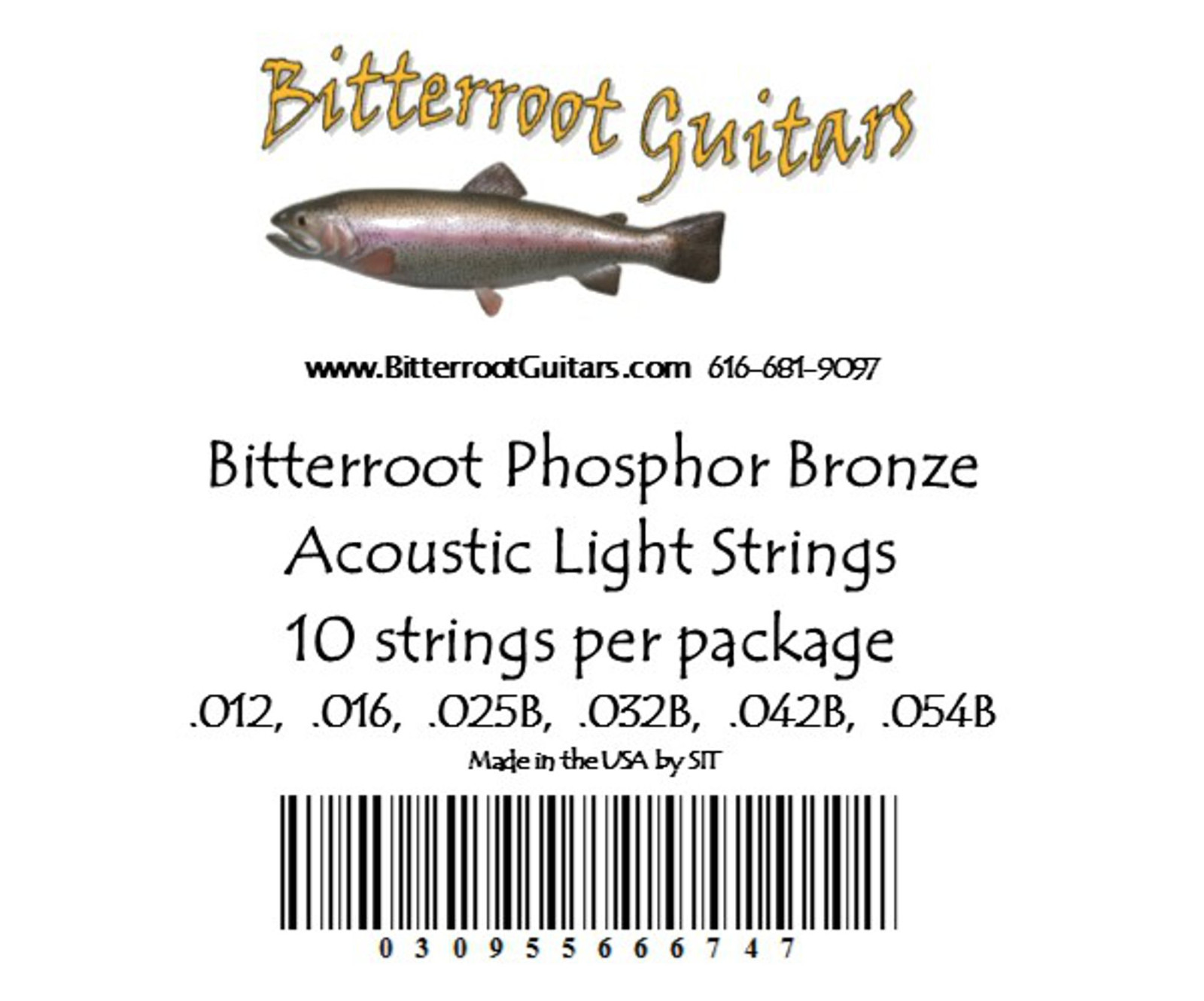 Bitterroot Guitar Strings Acoustic Phosphor Bronze Light Set Bulk 10 pack 088643