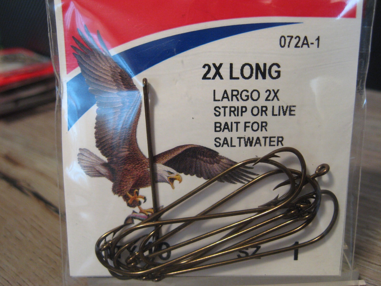 10 Eagle Claw Largo 2X Long Strip Live Bait Fish Hooks Saltwater Size 1 072A-1