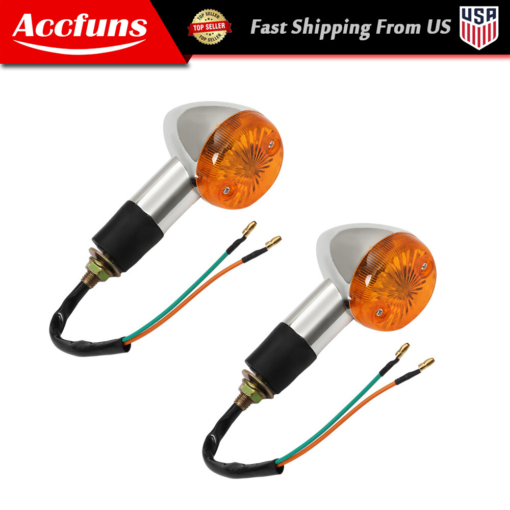 For Honda Suzuki Yamaha 2x Chrome Motorcycle Turn Signal Blinker Indicator Light