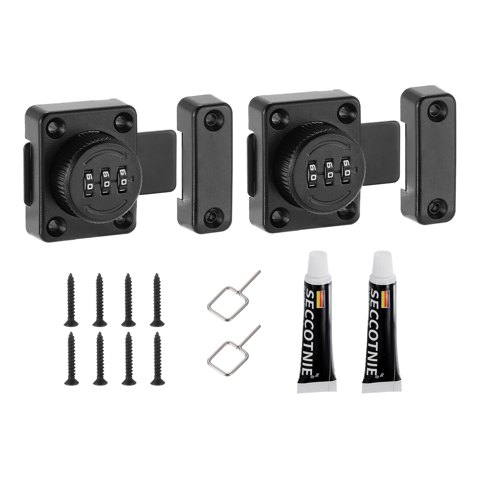 2Pcs Cabinet Password Latch Combination Lock for One-Way Door Cabinet Black