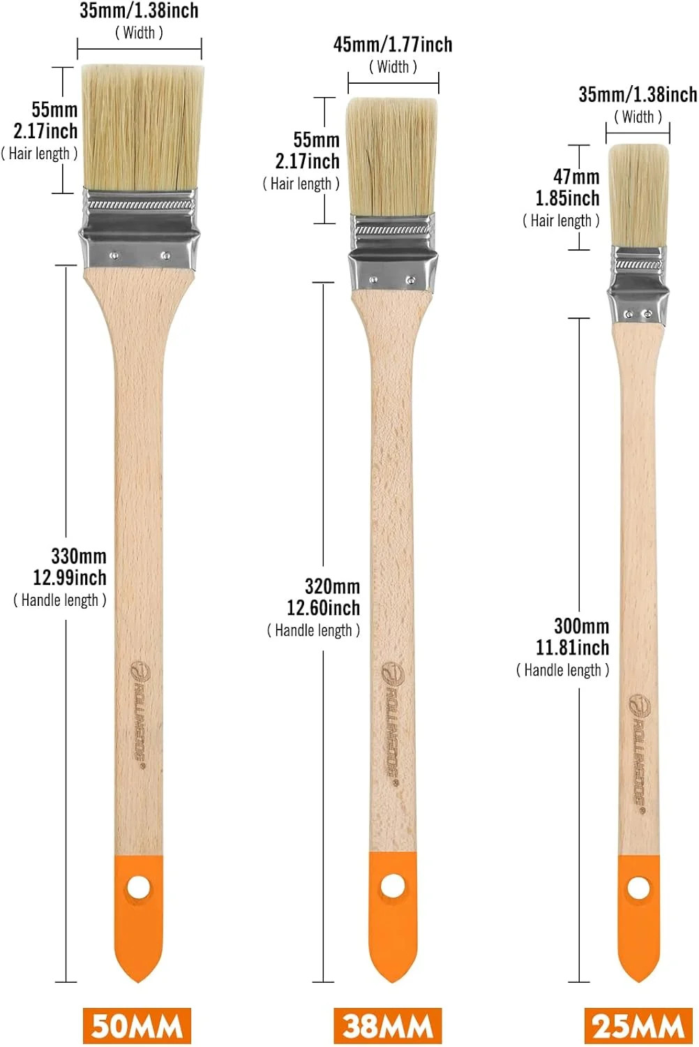 Radiator Brush - 3PC Long Handle Paint Brush for Ceilings,High Walls(