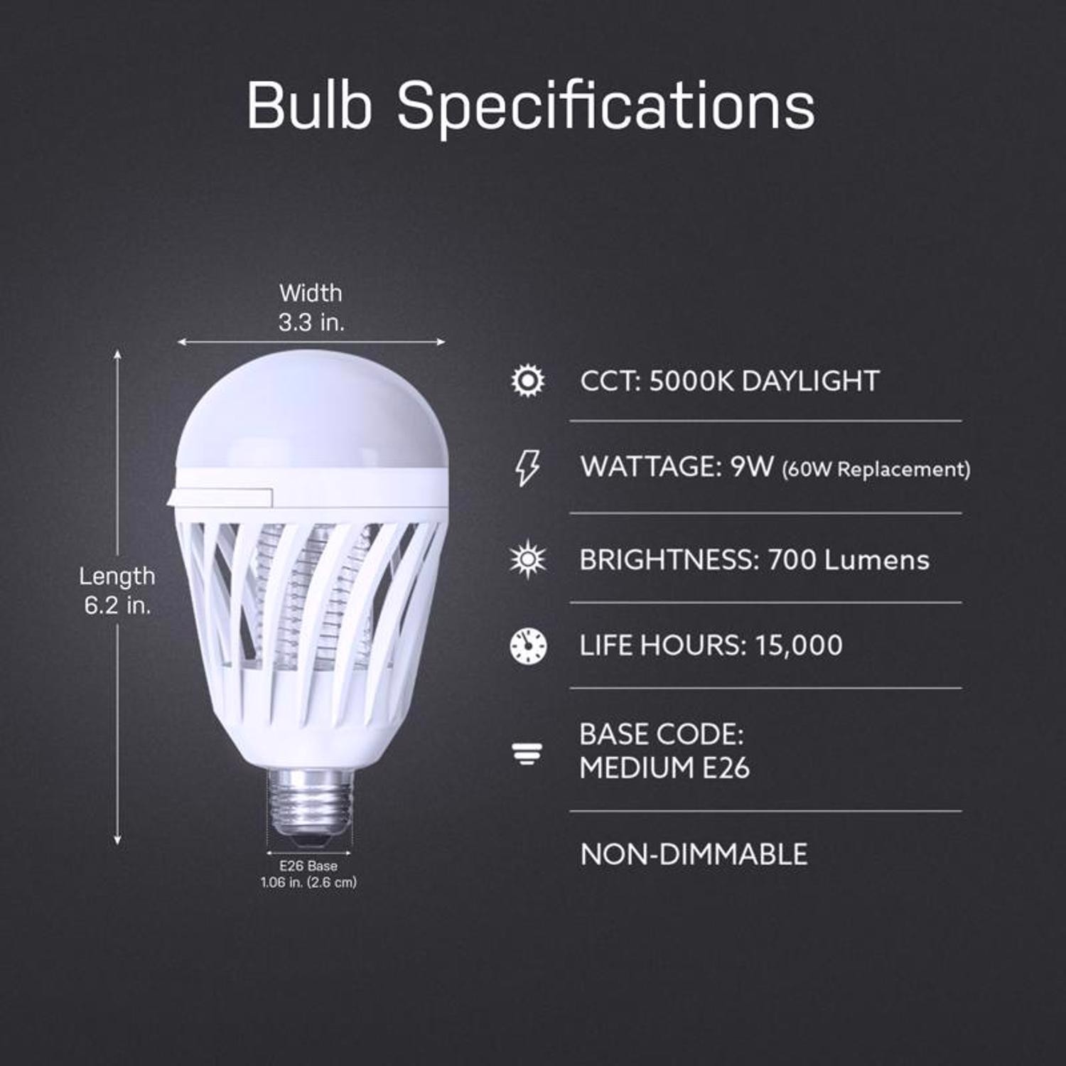Feit Electric A19 E26 (Medium) LED Bug Zapper Bulb Daylight 60 W