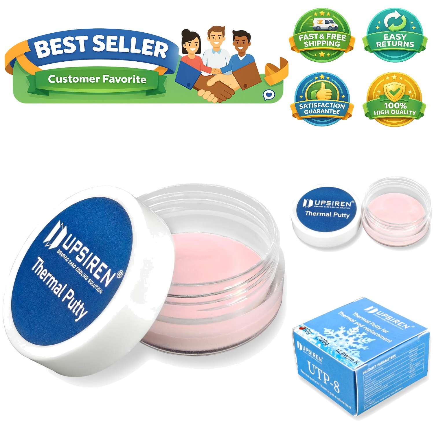 14.8w/mk UTP-8 Thermal Putty - Optimal Heat Management for Electronics, 10g