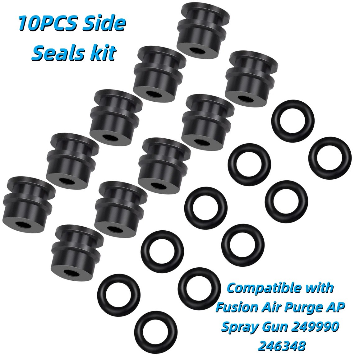 10PCS Side Seals Kit Fits Fusion Air Purge AP Spray Gun 249990 246348 - Black