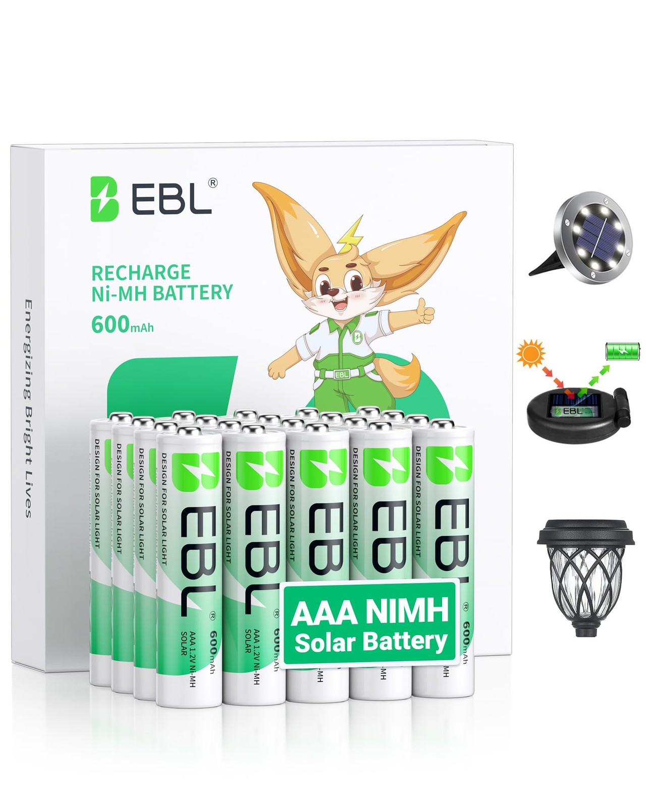 Ebl Rechargeable Aaa Batteries Aaa Solar Battery For Outdoor Solar Lights