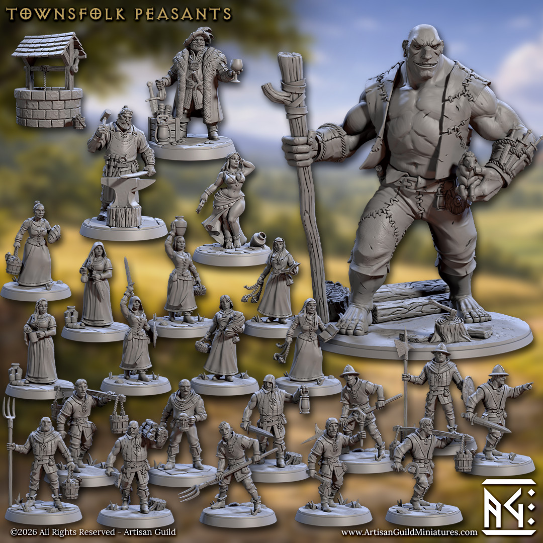 Townsfolk Peasant Drinking Guardsman - Artisan Guild - Dungeons and Dragons