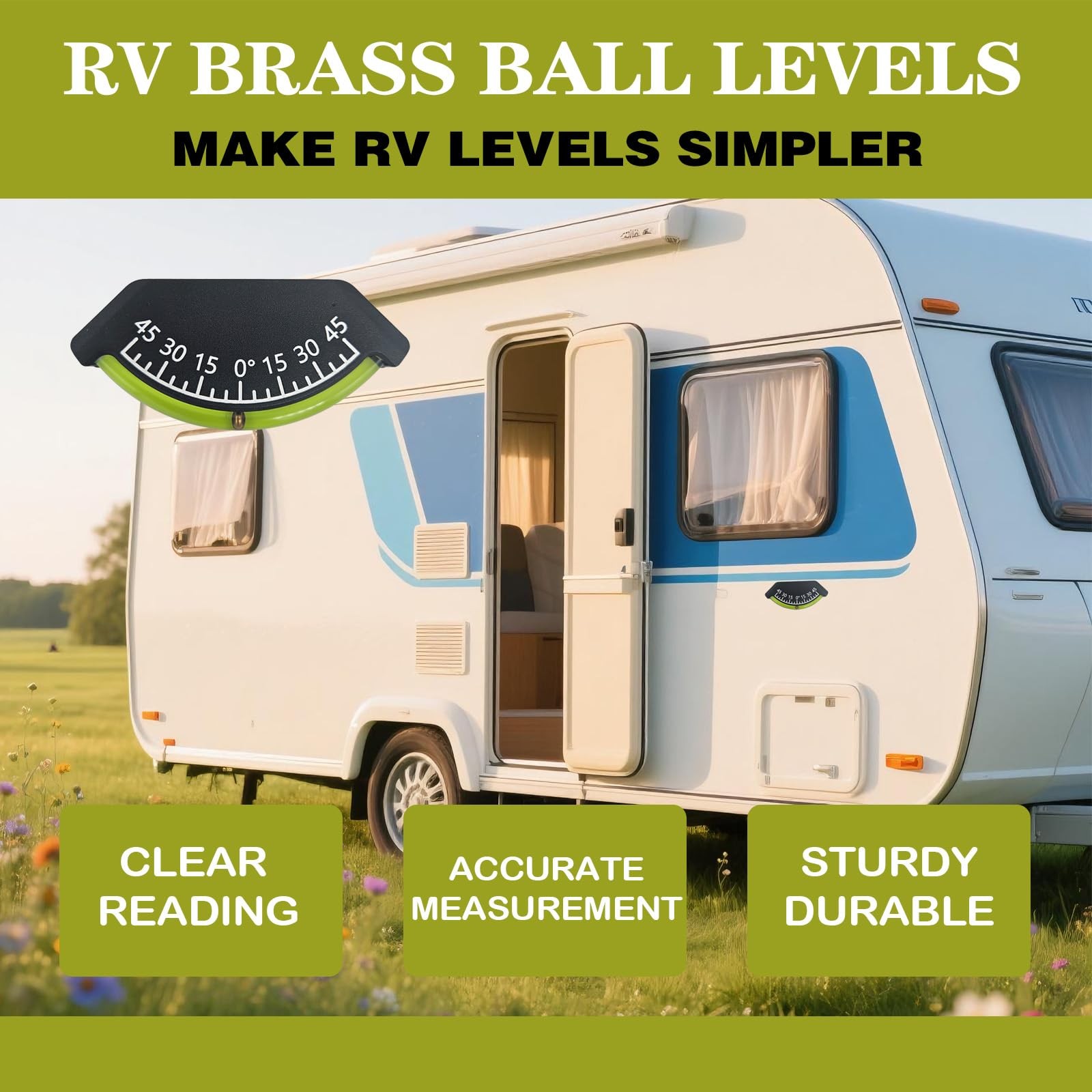 2Pcs Rv Level Bubble Inclinometer Ball Levels Gauge Leveling Stablilization C...