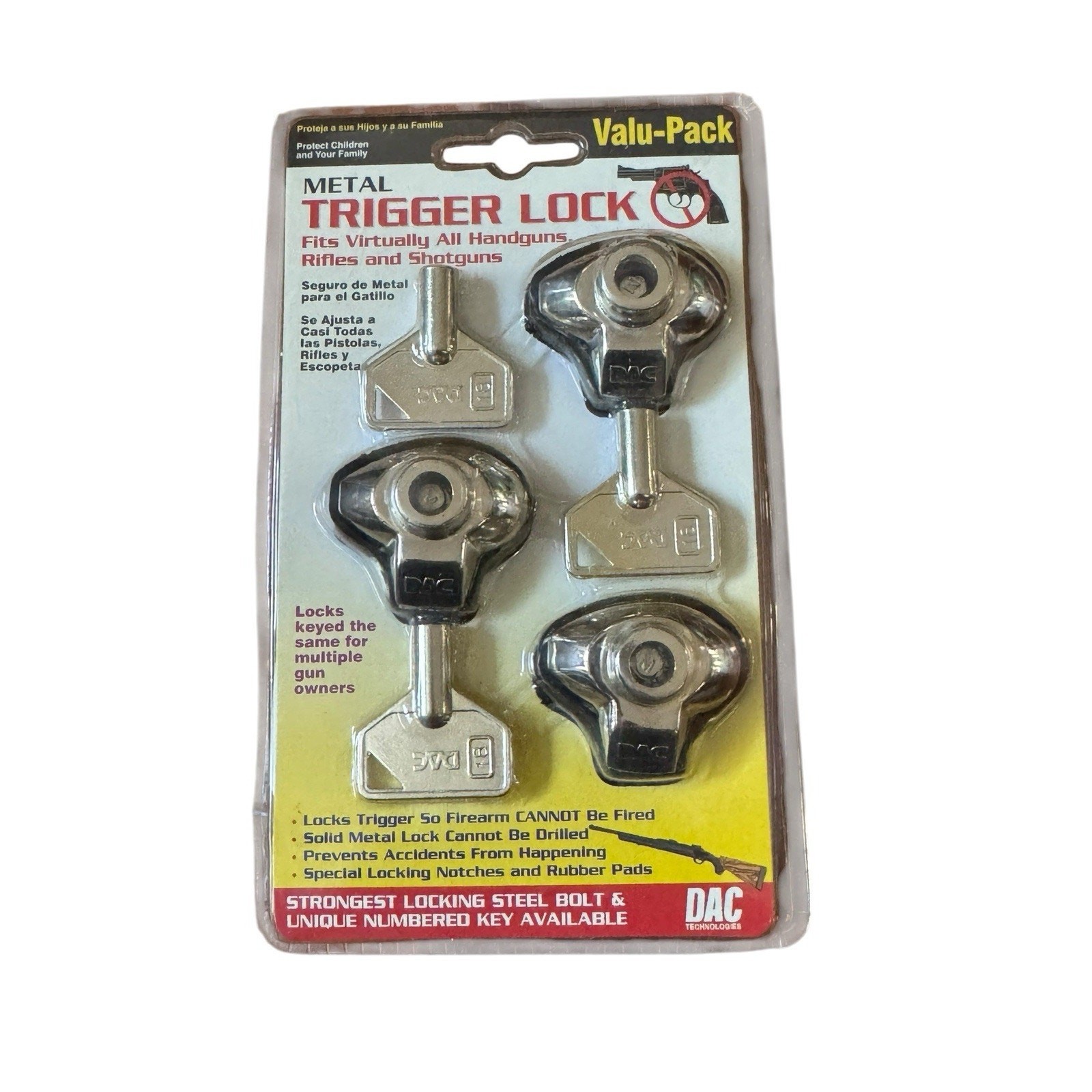 DAC MTL-100 Metal Trigger Lock 3-Pack Valu-Pack SEALED 3 Locks + 3 Keys #18 NOS